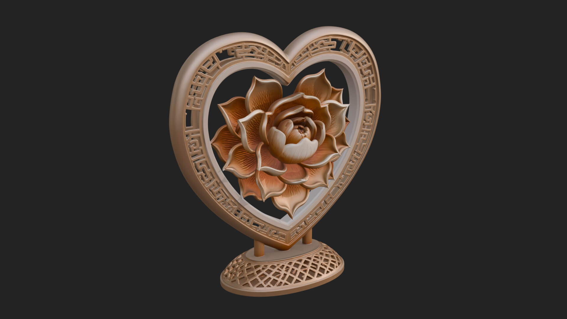 Ornate Framed Heart Plaque Design 75 3D Print Model 3D Model