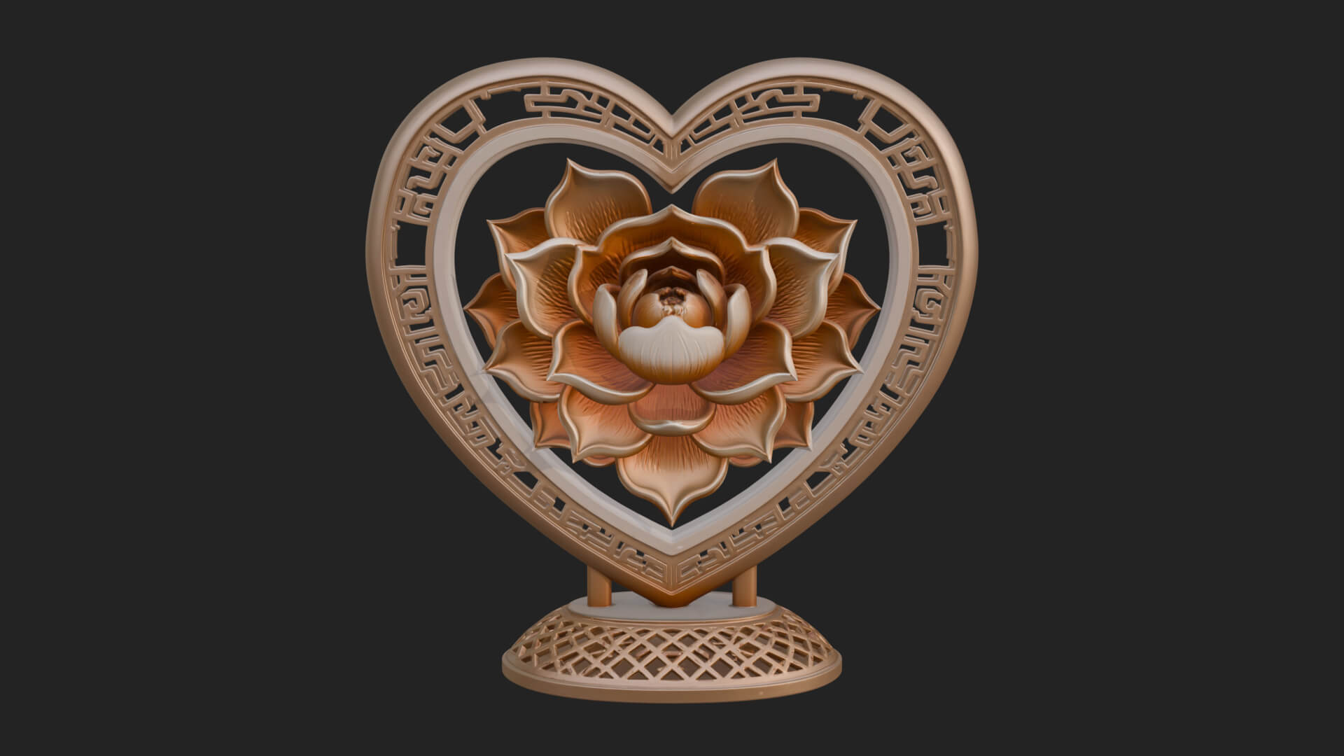 Ornate Framed Heart Plaque Design 75 3D Print Model 3D Model