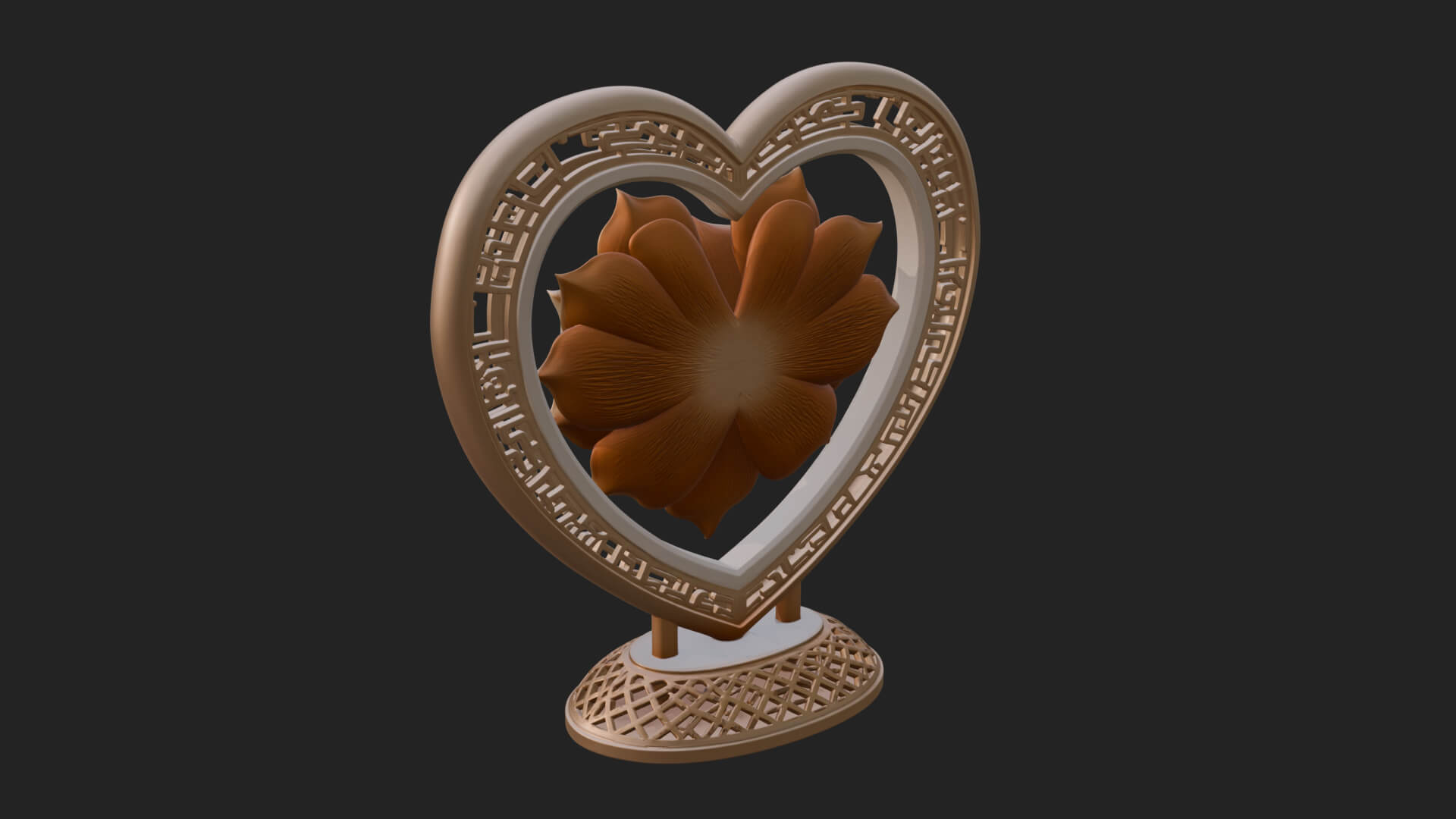 Ornate Framed Heart Plaque Design 75 3D Print Model 3D Model