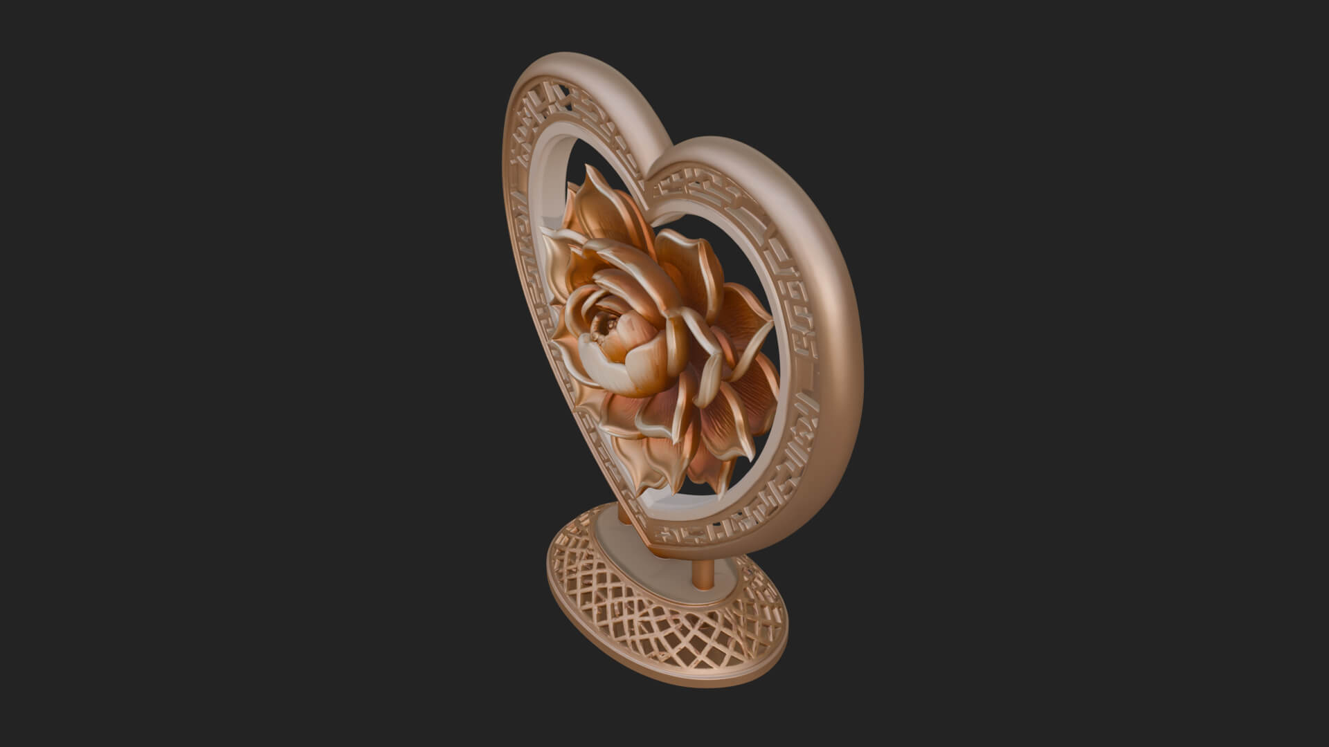 Ornate Framed Heart Plaque Design 75 3D Print Model 3D Model