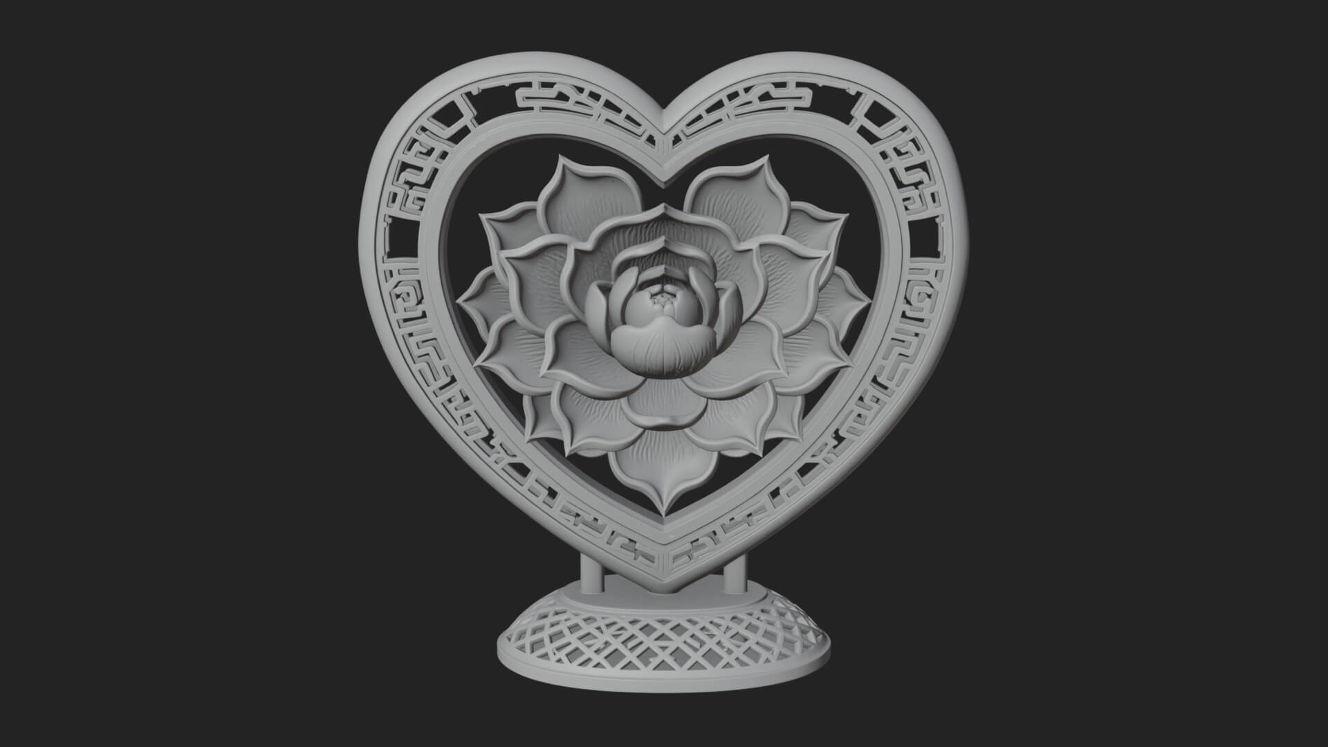 Ornate Framed Heart Plaque Design 75 3D Print Model 3D Model
