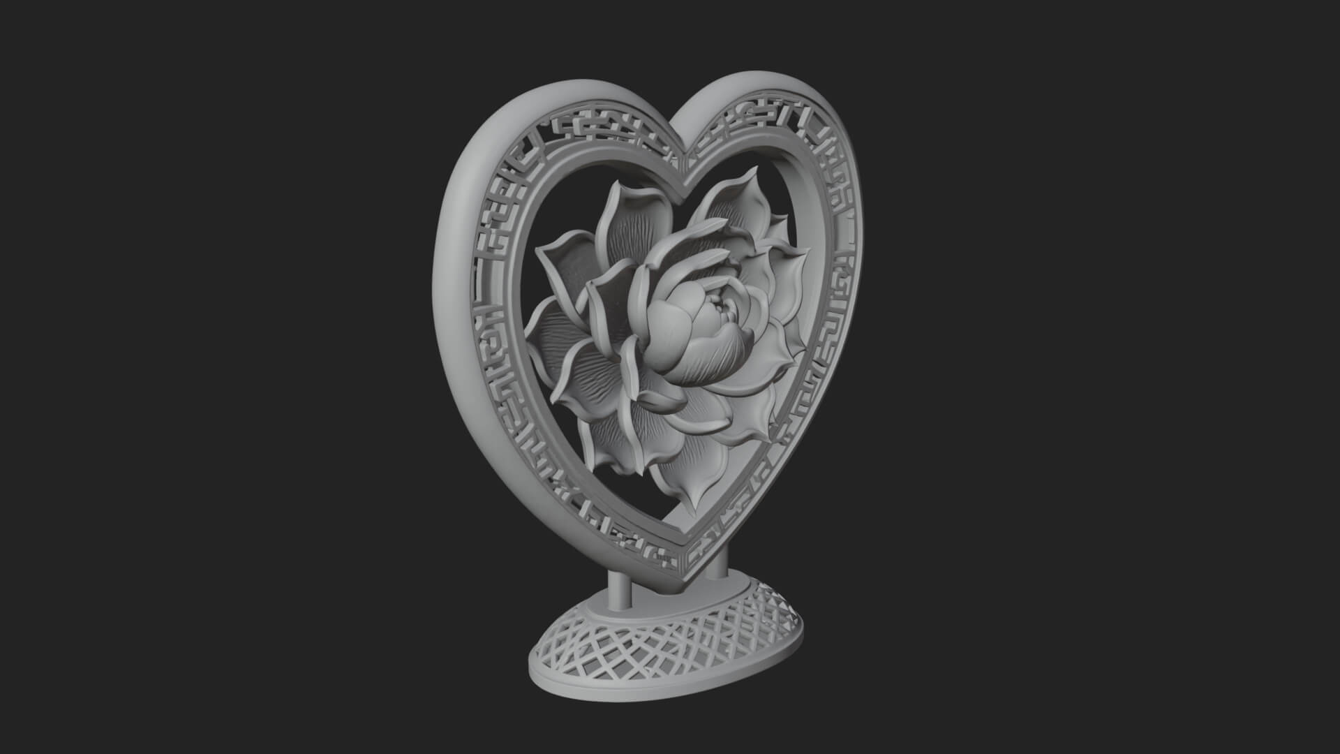 Ornate Framed Heart Plaque Design 75 3D Print Model 3D Model