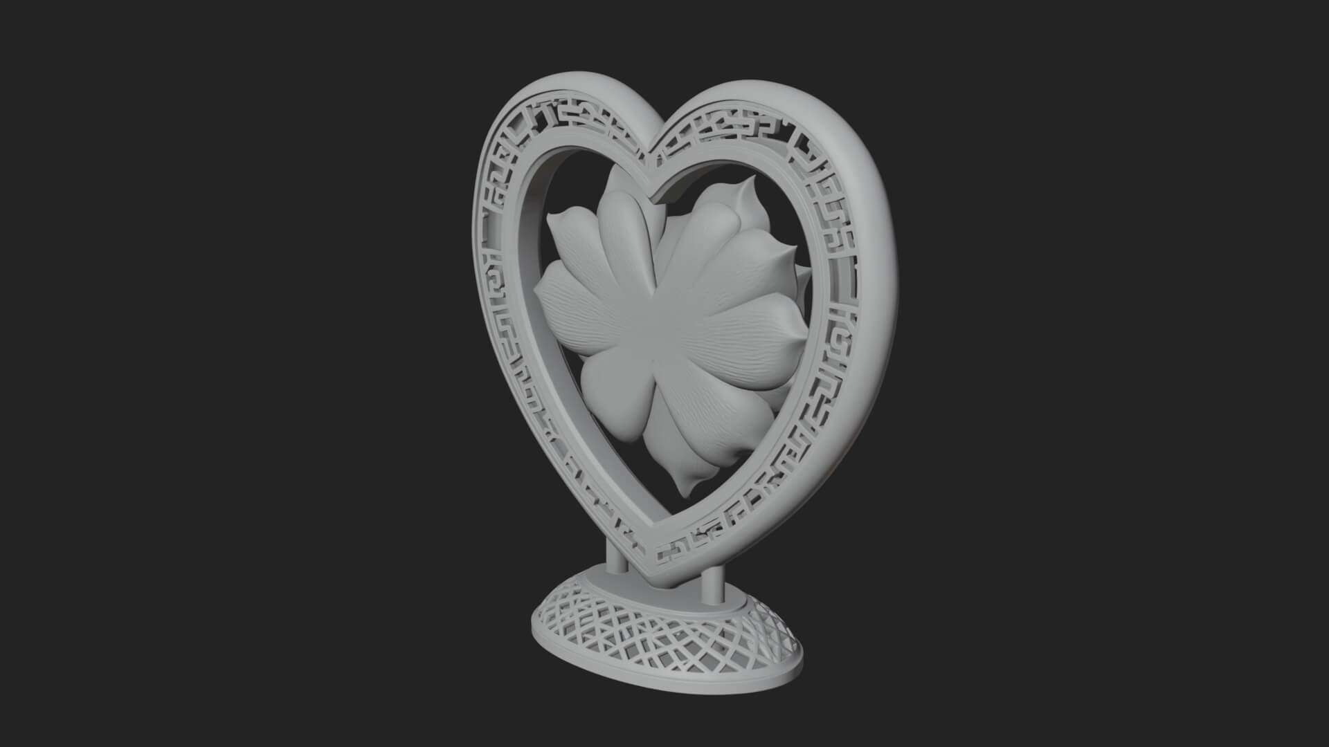 Ornate Framed Heart Plaque Design 75 3D Print Model 3D Model