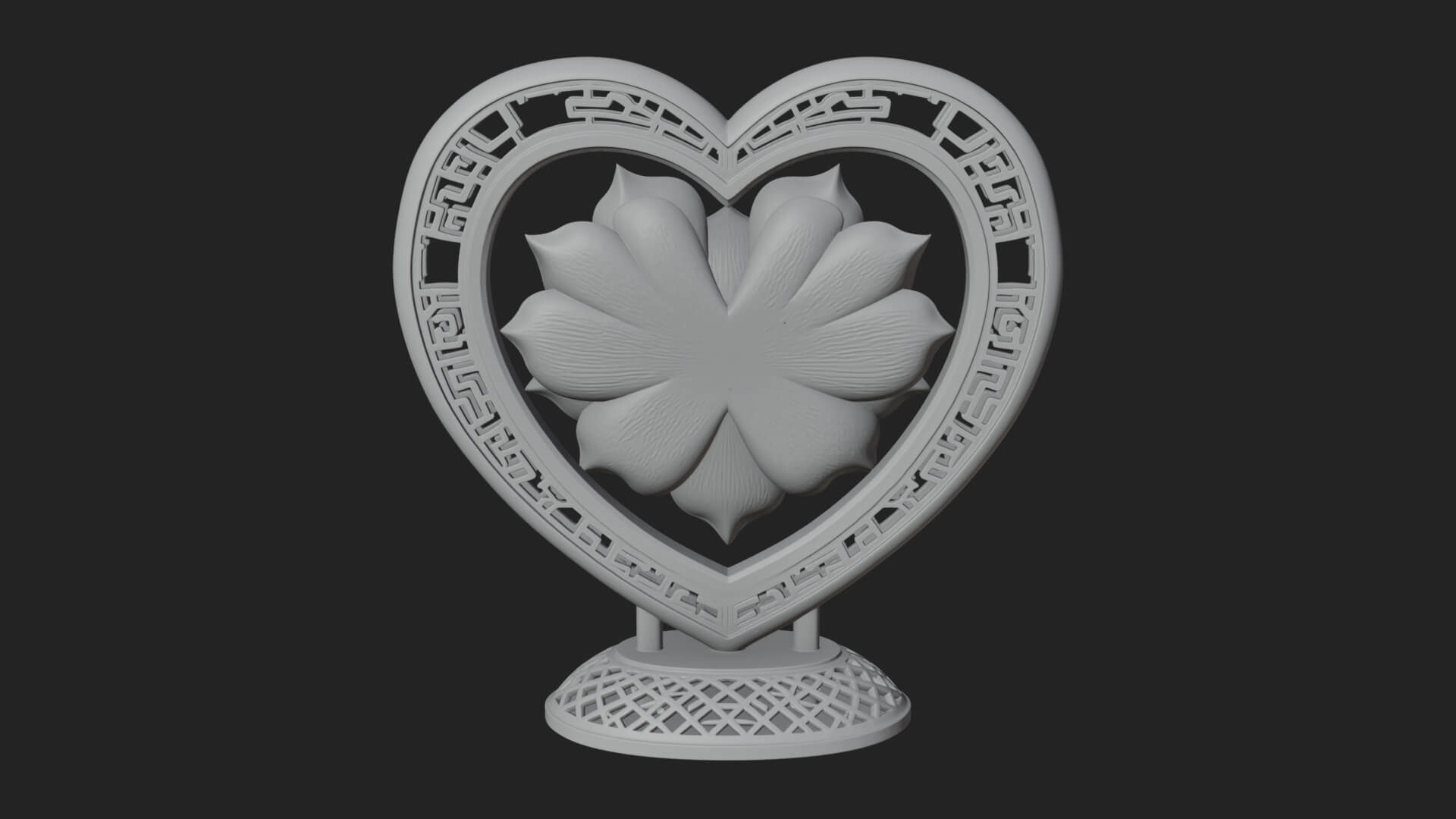 Ornate Framed Heart Plaque Design 75 3D Print Model 3D Model