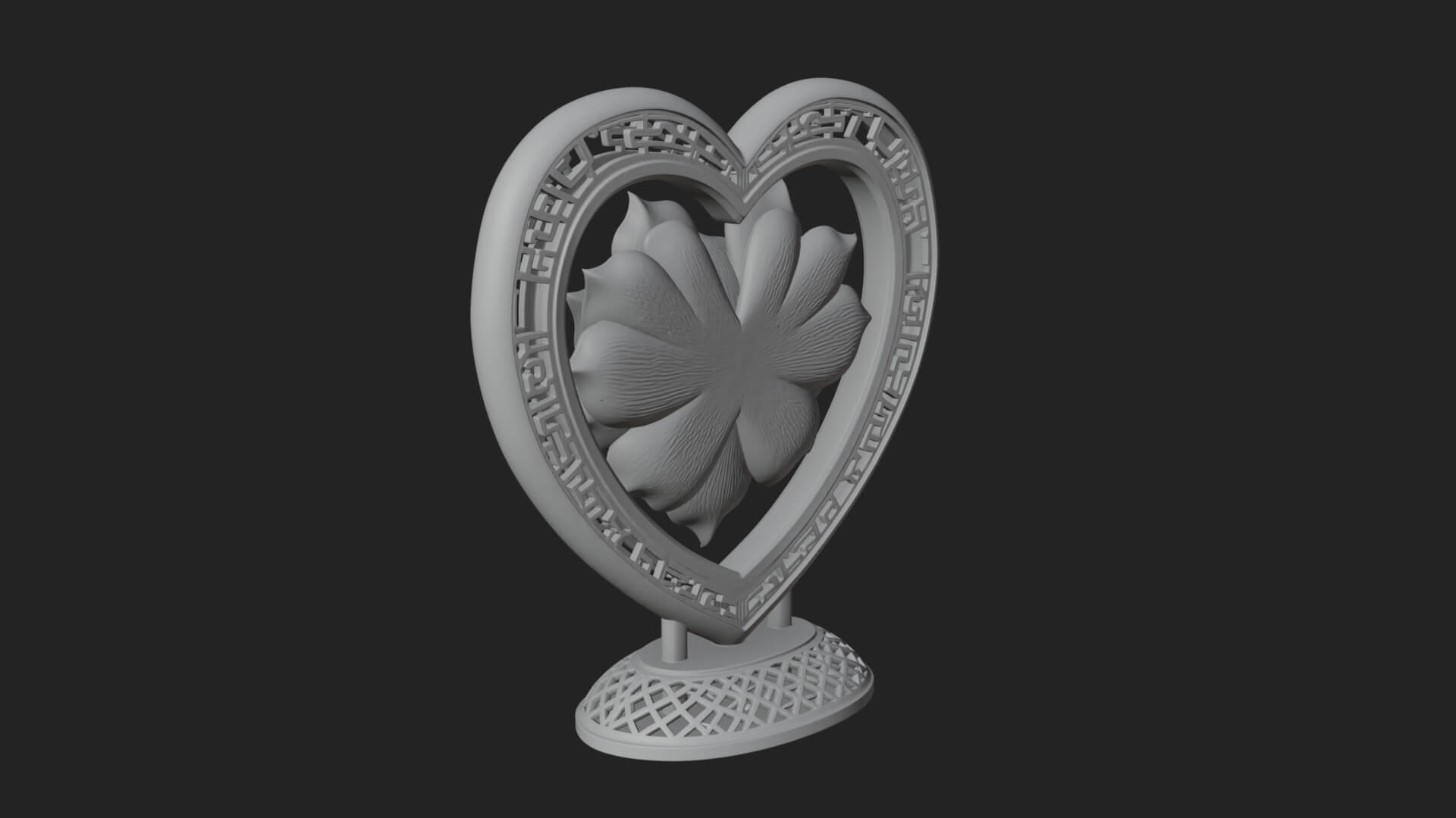 Ornate Framed Heart Plaque Design 75 3D Print Model 3D Model