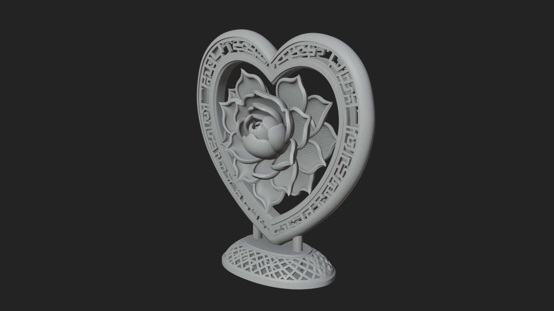 Ornate Framed Heart Plaque Design 75 3D Print Model 3D Model