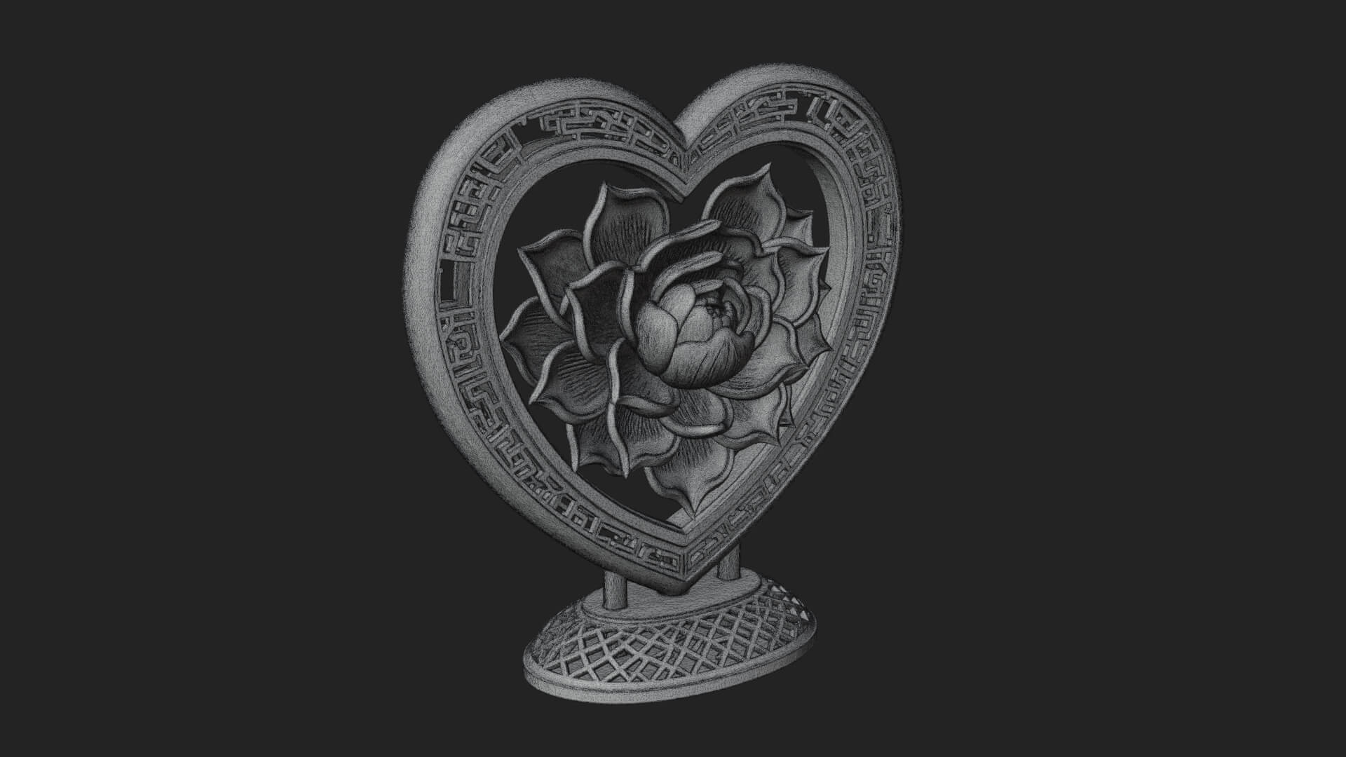 Ornate Framed Heart Plaque Design 75 3D Print Model 3D Model