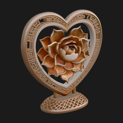 Ornate Framed Heart Plaque Design 75 3D Print Model