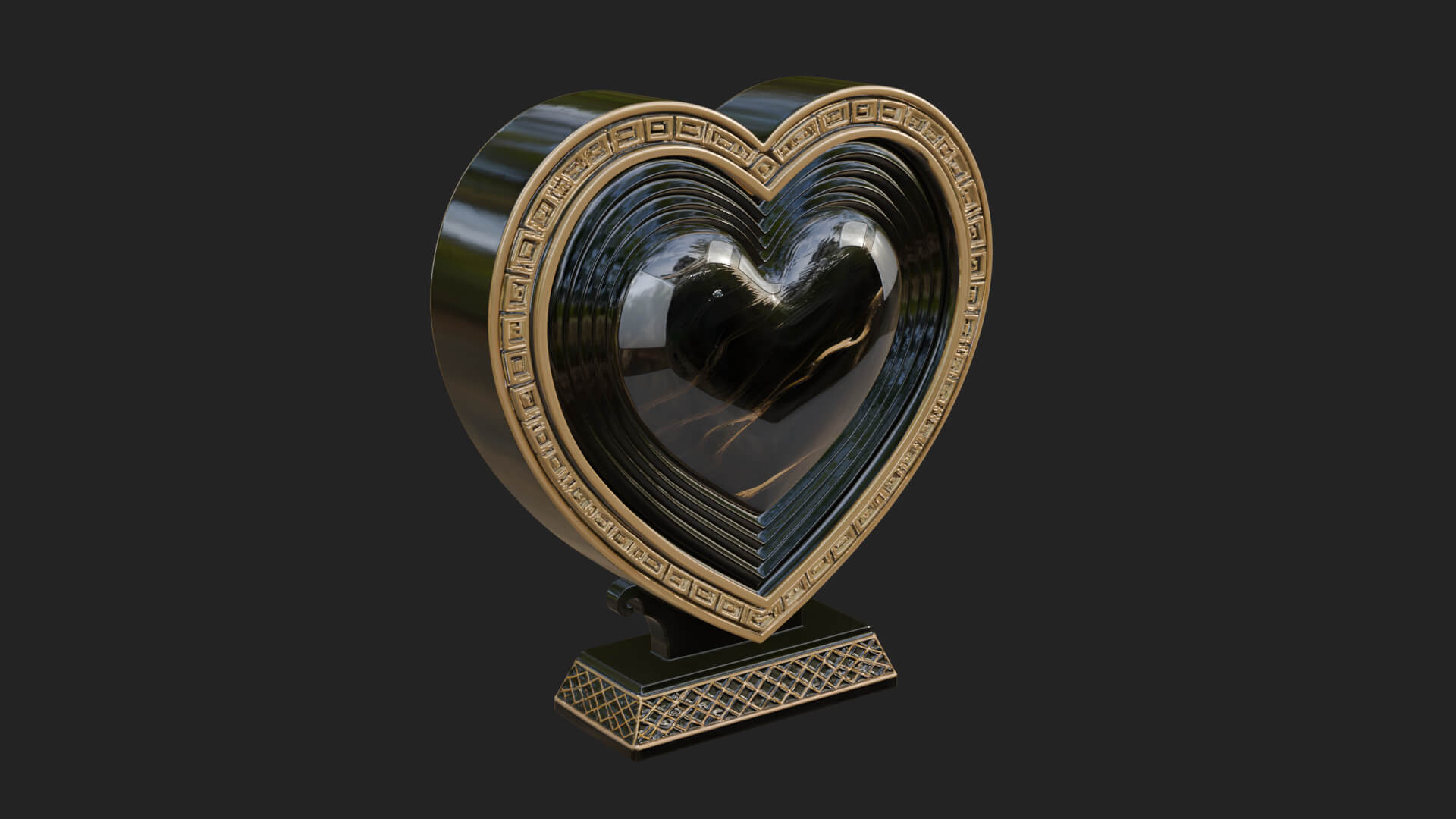 Ornate Framed Heart Plaque Design 76 3D Print Model 3D Model
