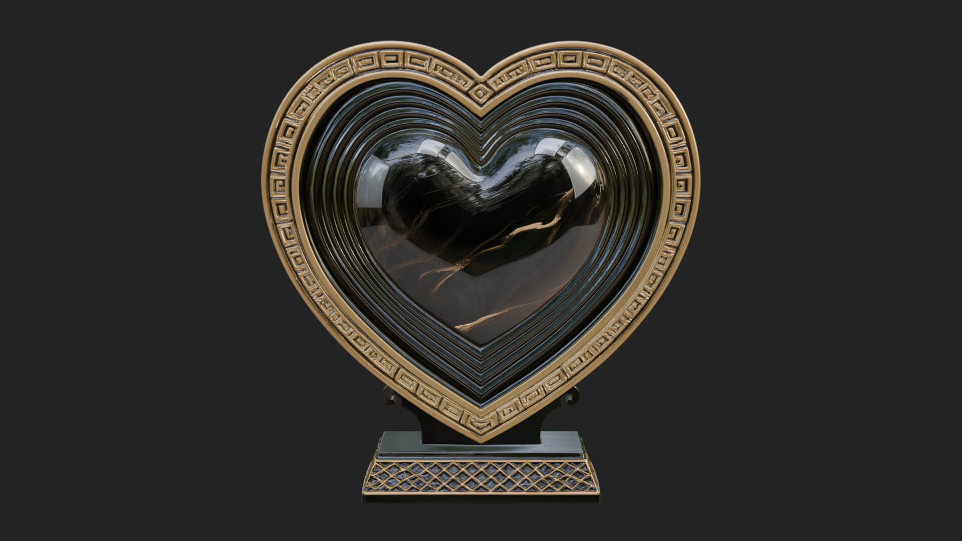 Ornate Framed Heart Plaque Design 76 3D Print Model 3D Model