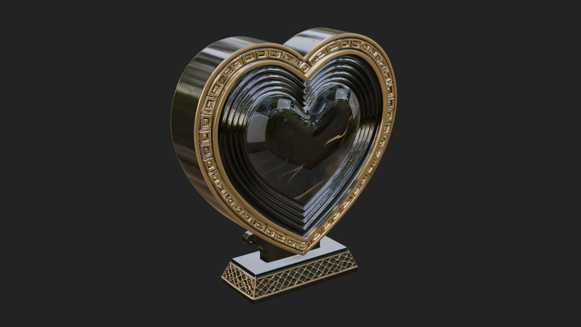 Ornate Framed Heart Plaque Design 76 3D Print Model 3D Model
