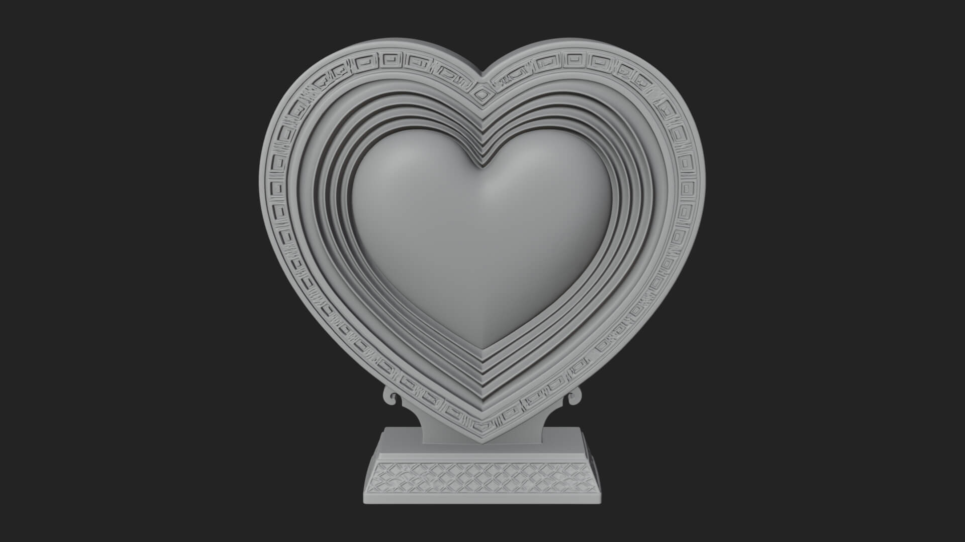 Ornate Framed Heart Plaque Design 76 3D Print Model 3D Model