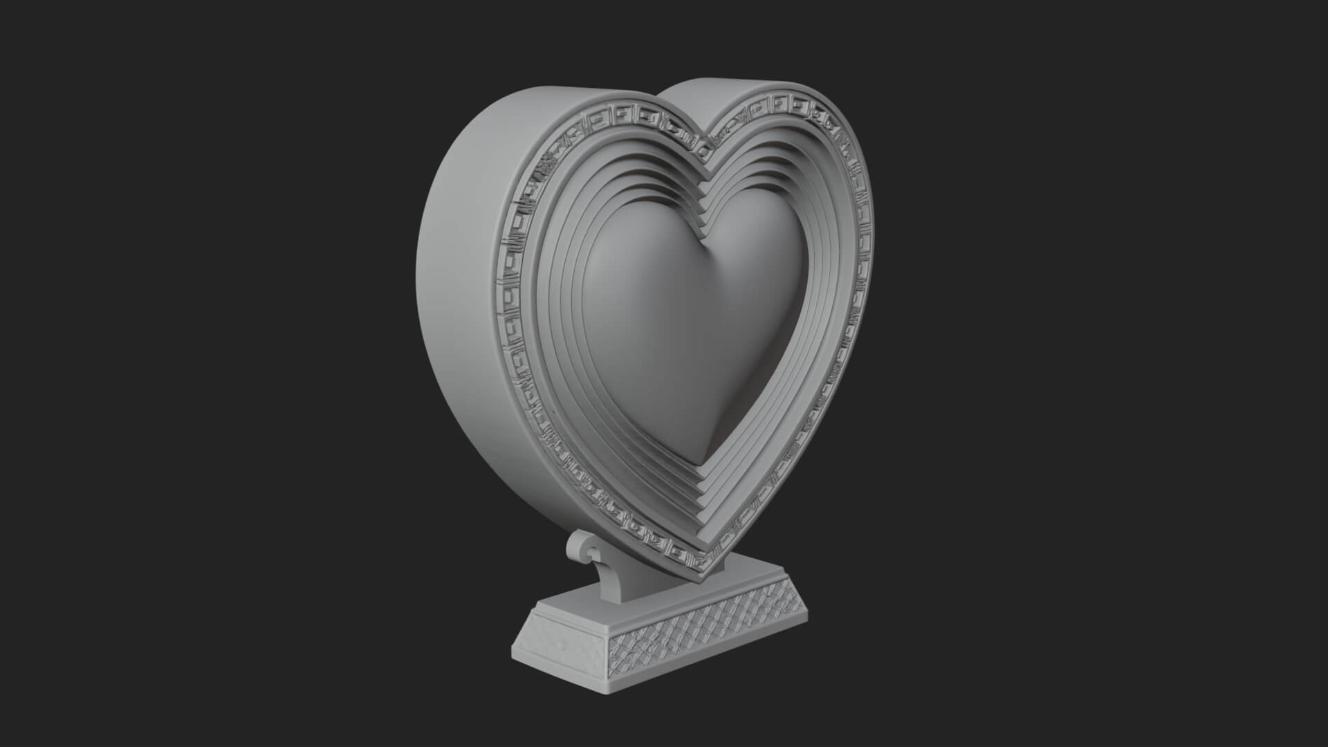 Ornate Framed Heart Plaque Design 76 3D Print Model 3D Model