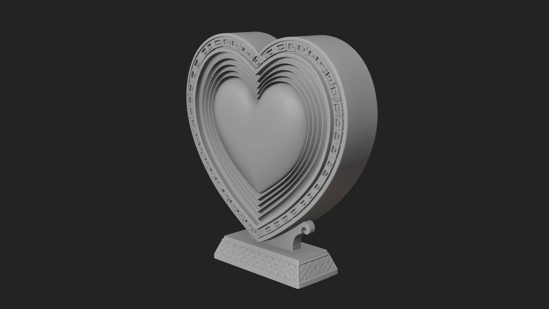 Ornate Framed Heart Plaque Design 76 3D Print Model 3D Model