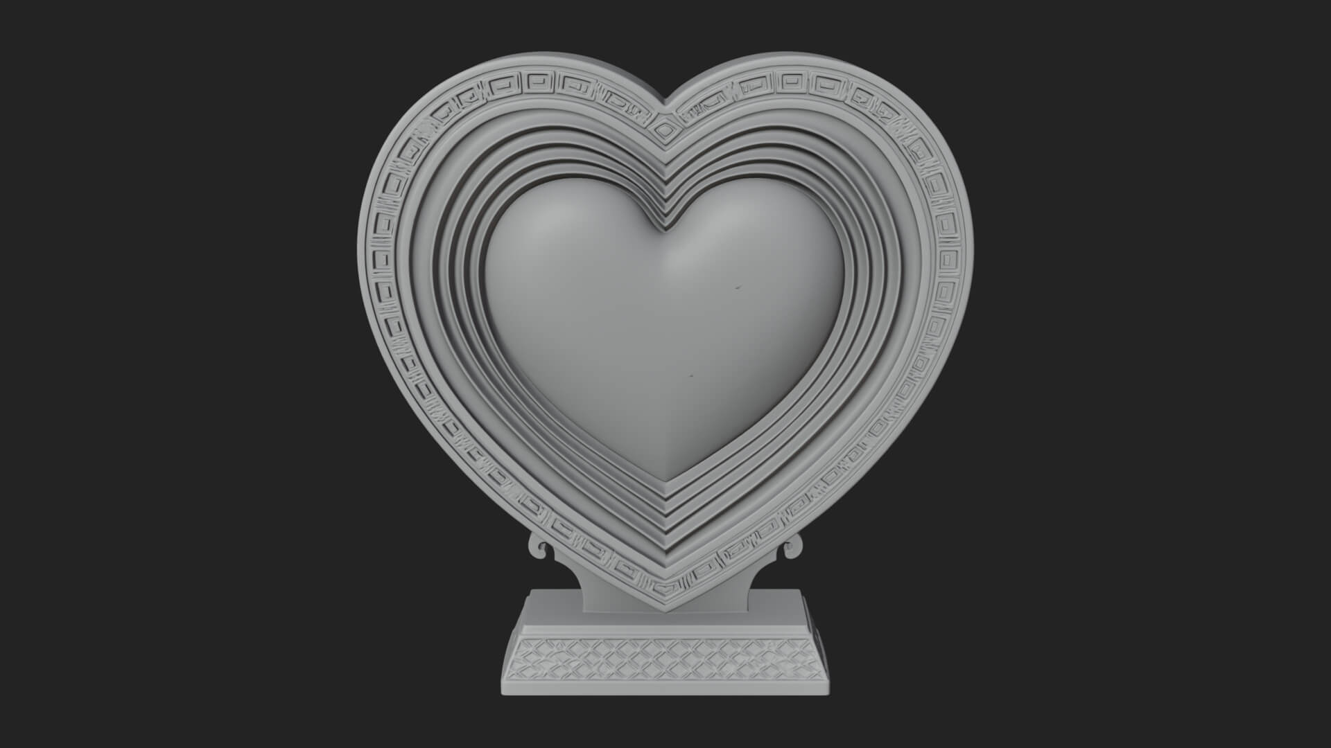 Ornate Framed Heart Plaque Design 76 3D Print Model 3D Model