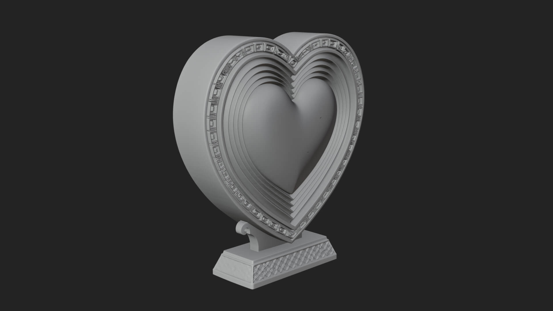 Ornate Framed Heart Plaque Design 76 3D Print Model 3D Model