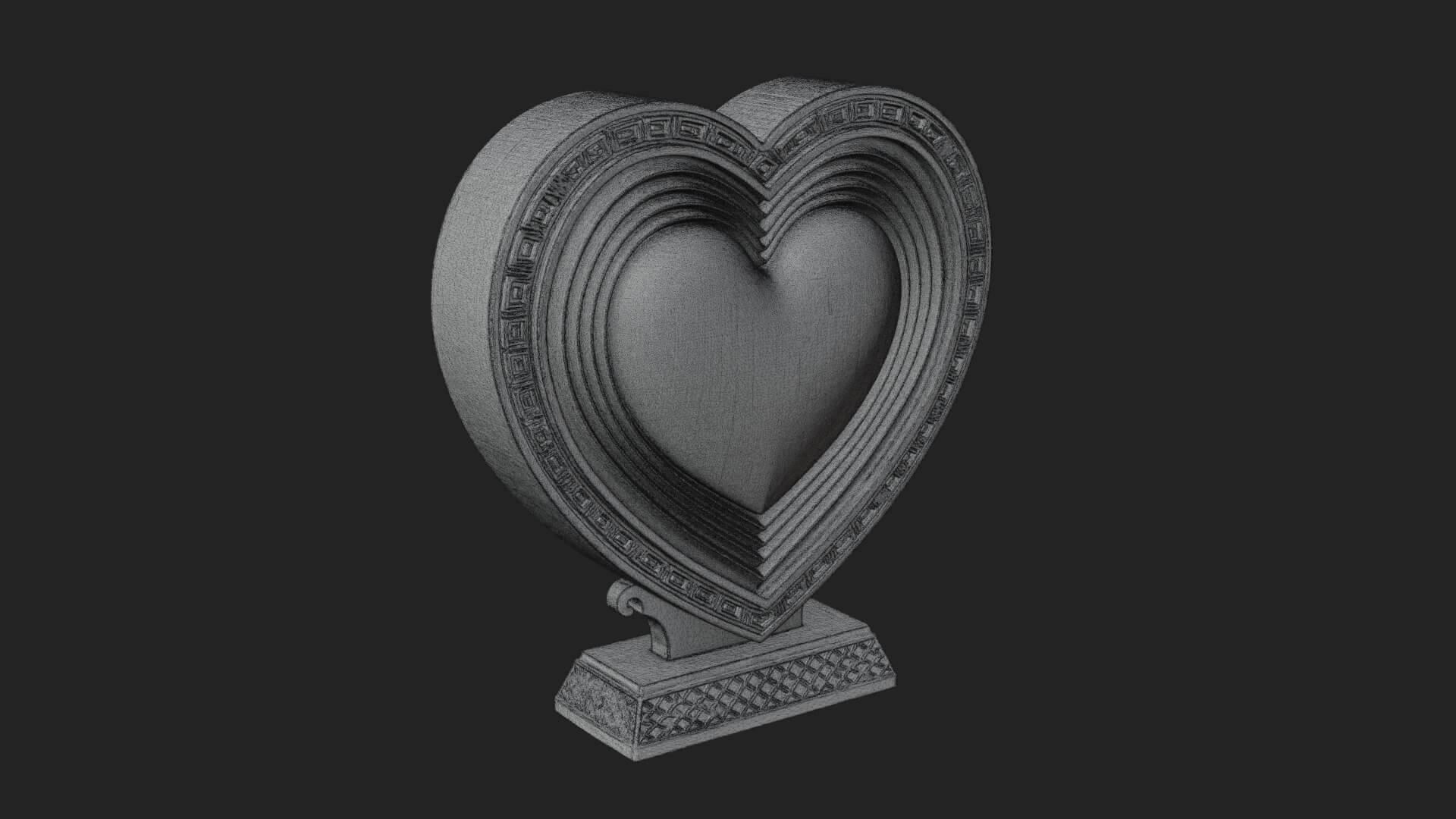 Ornate Framed Heart Plaque Design 76 3D Print Model 3D Model