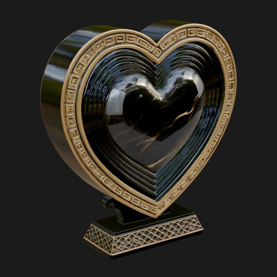 Ornate Framed Heart Plaque Design 76 3D Print Model
