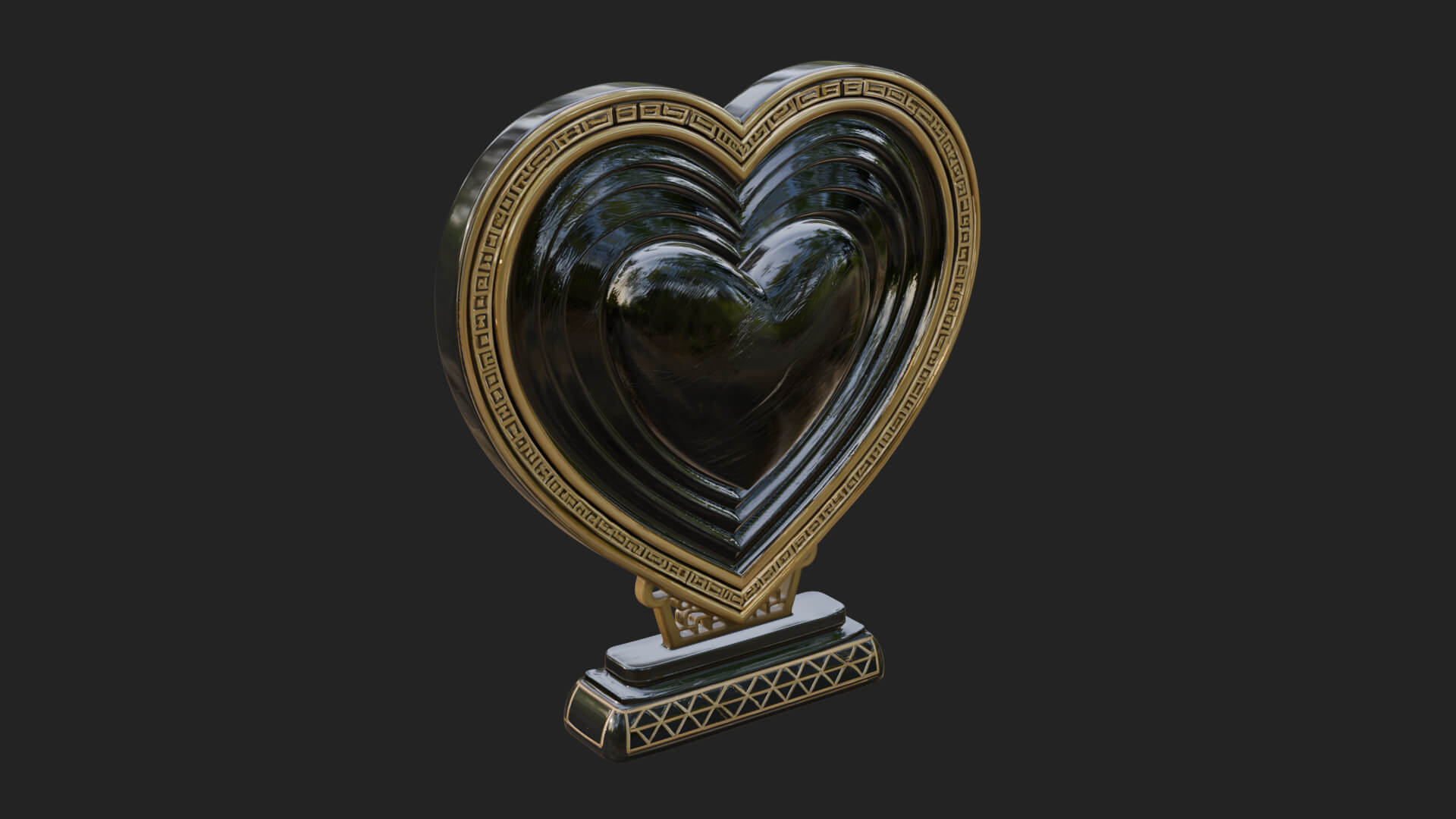 Ornate Framed Heart Plaque Design 77 3D Print Model 3D Model