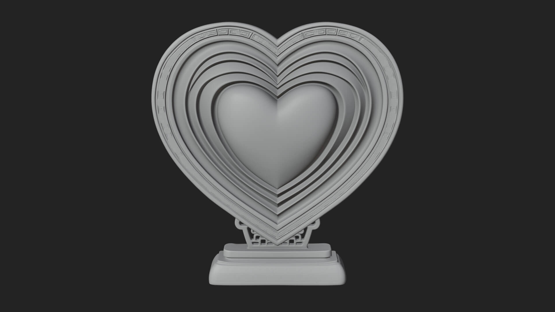 Ornate Framed Heart Plaque Design 77 3D Print Model 3D Model