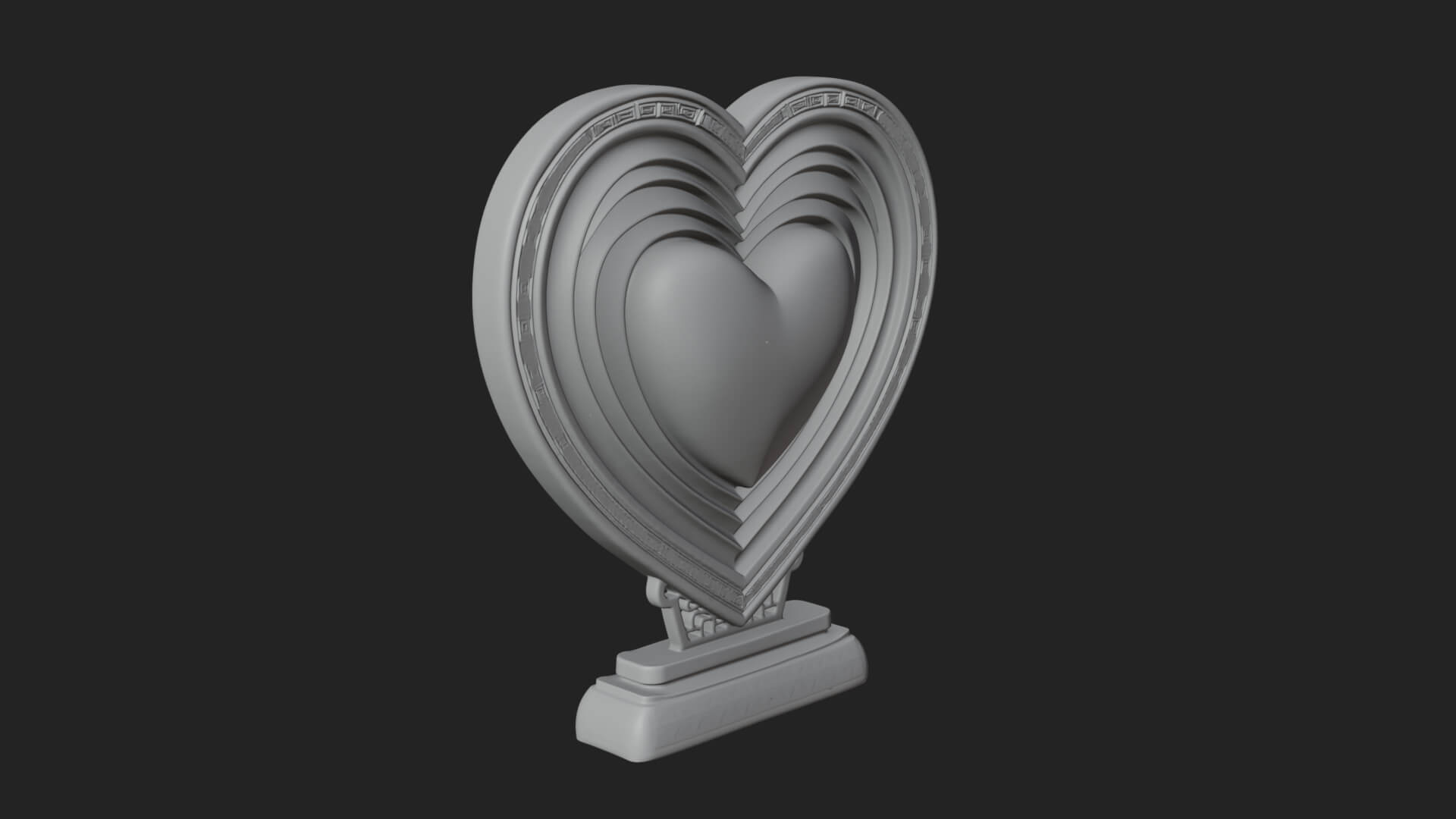 Ornate Framed Heart Plaque Design 77 3D Print Model 3D Model