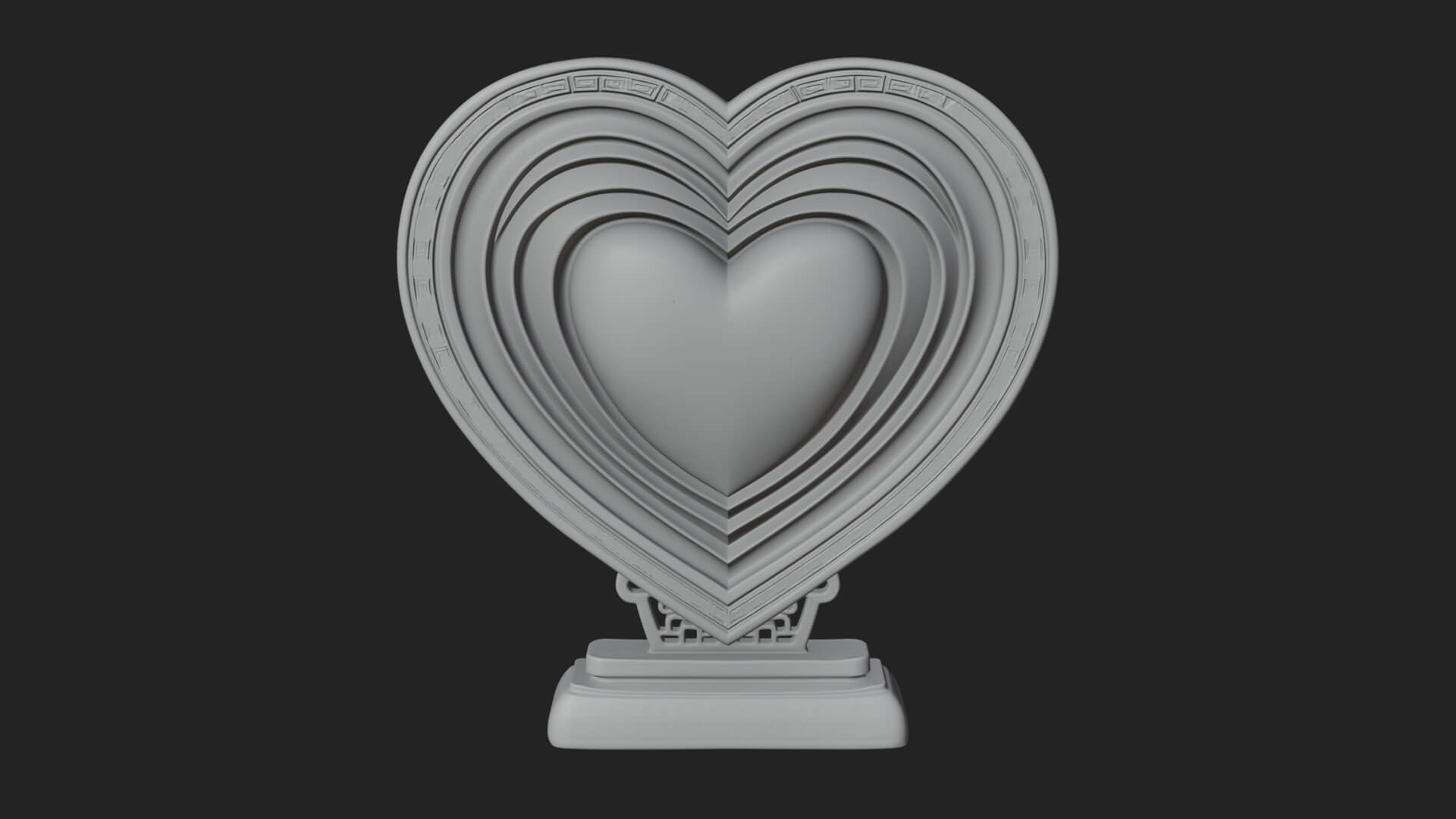 Ornate Framed Heart Plaque Design 77 3D Print Model 3D Model