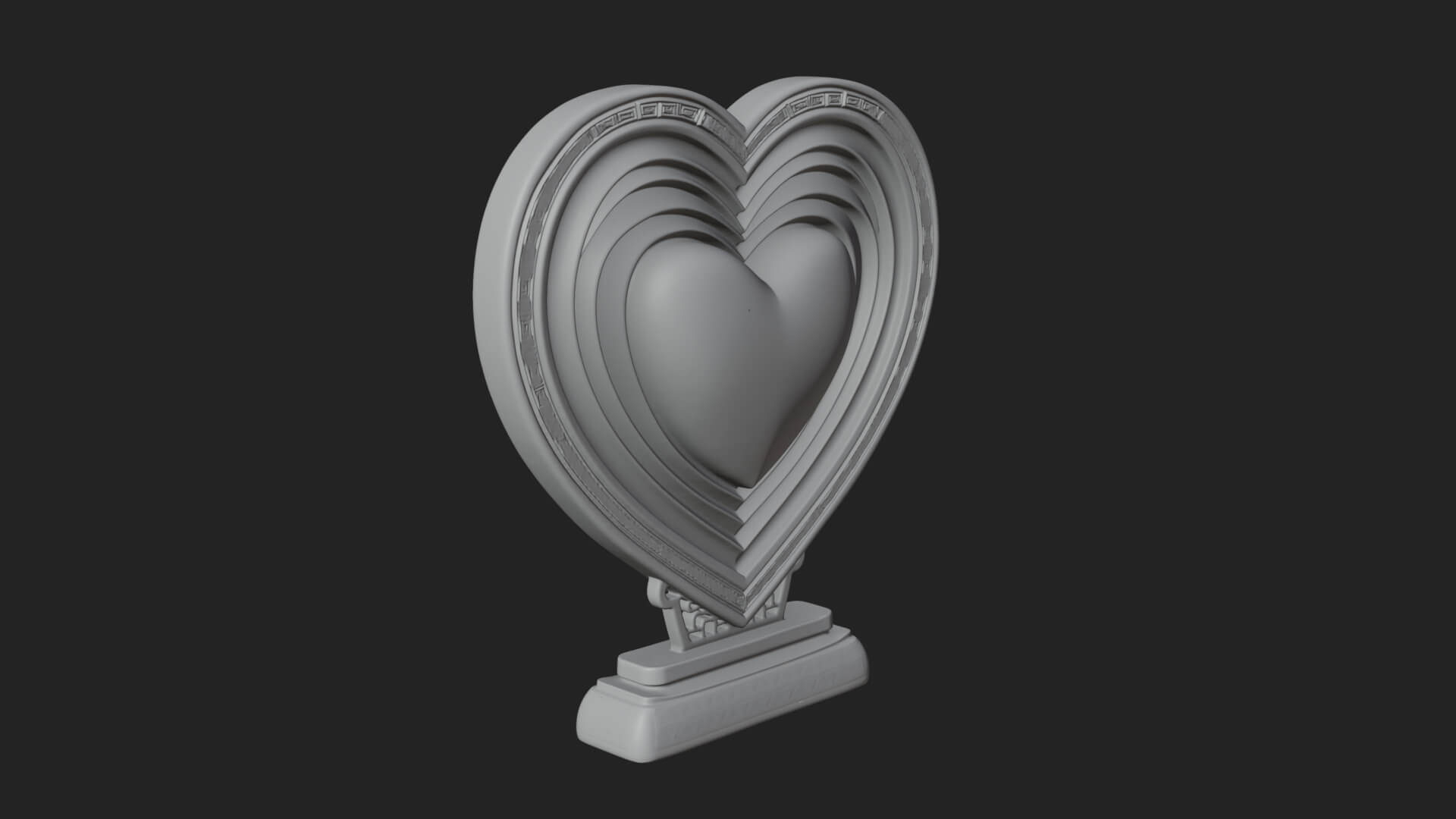 Ornate Framed Heart Plaque Design 77 3D Print Model 3D Model