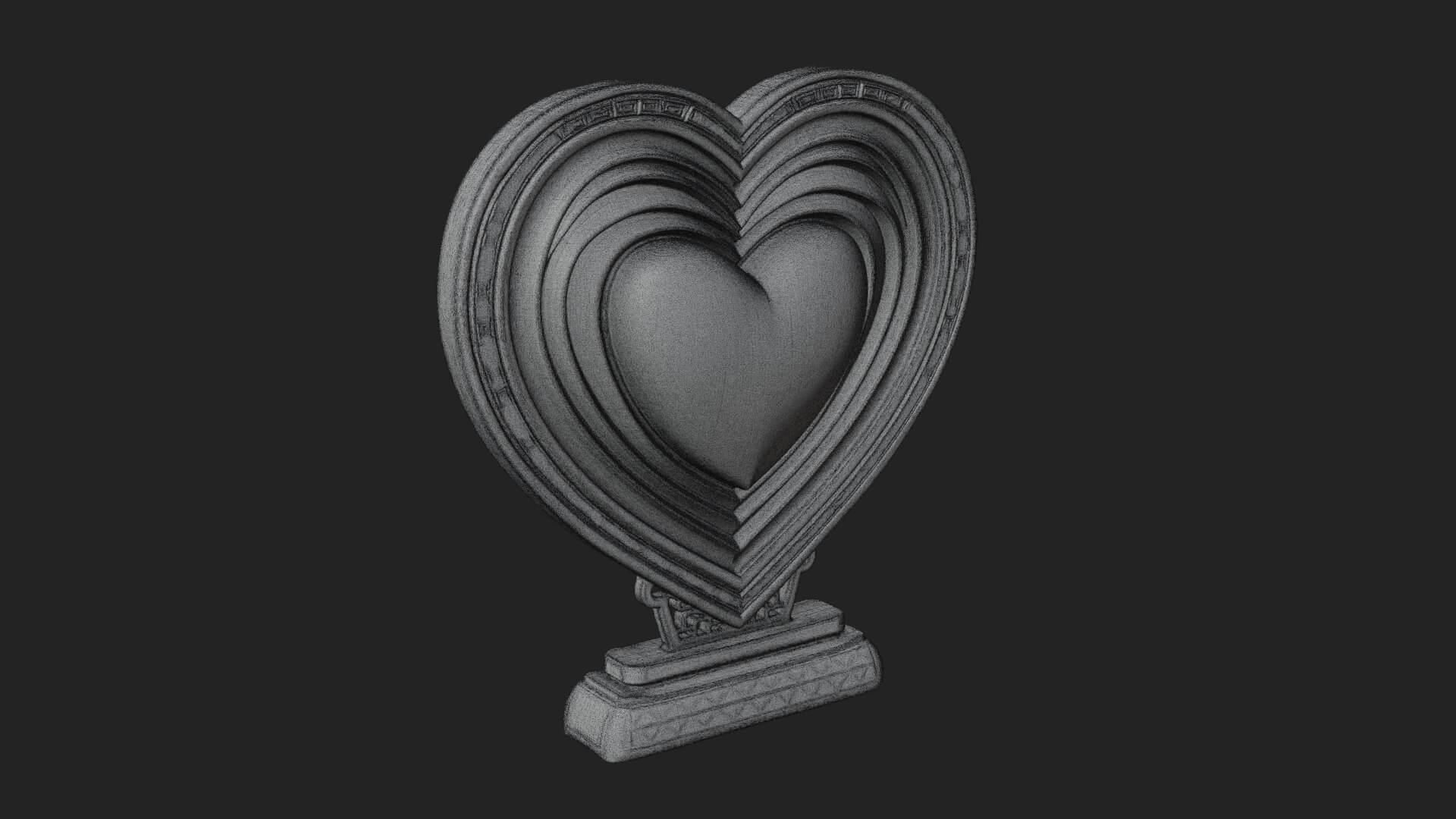 Ornate Framed Heart Plaque Design 77 3D Print Model 3D Model