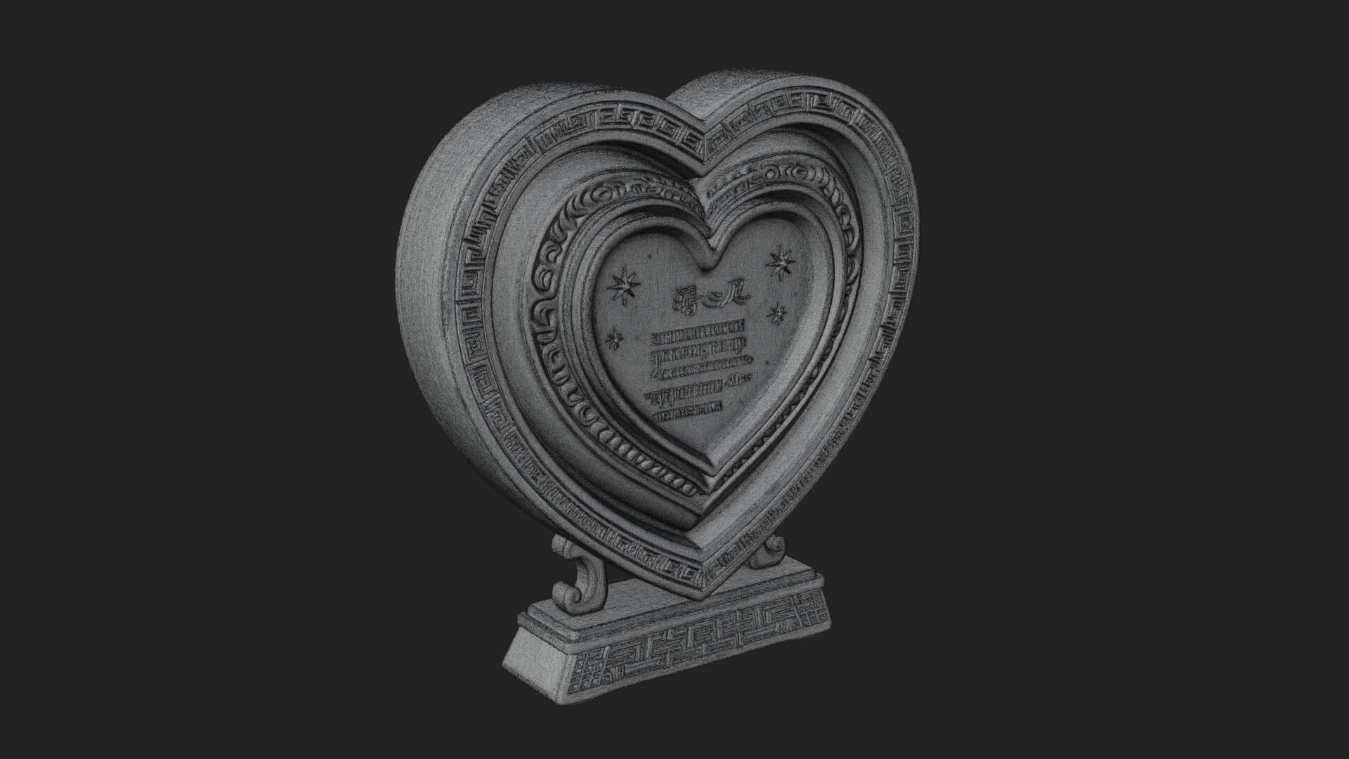 Ornate Framed Heart Plaque Design 78 3D Print Model 3D Model