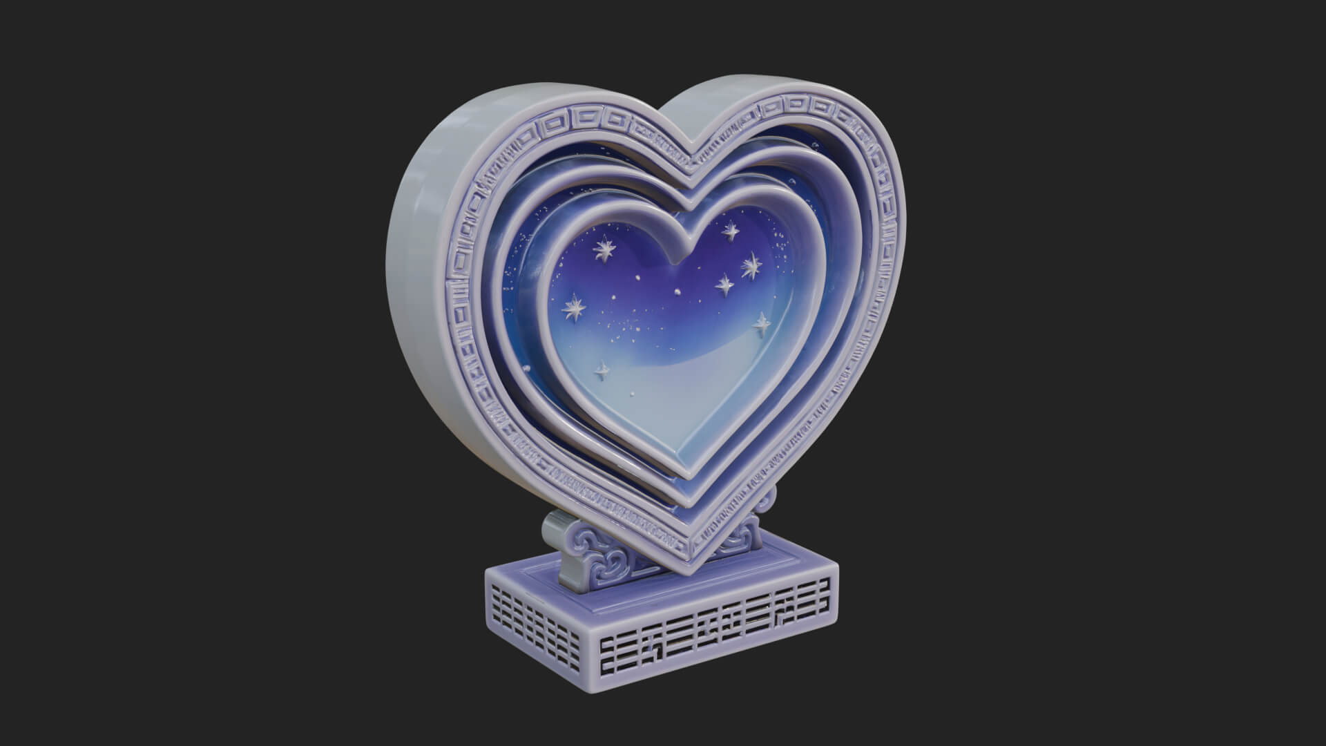 Ornate Framed Heart Plaque Design 79 3D Print Model 3D Model