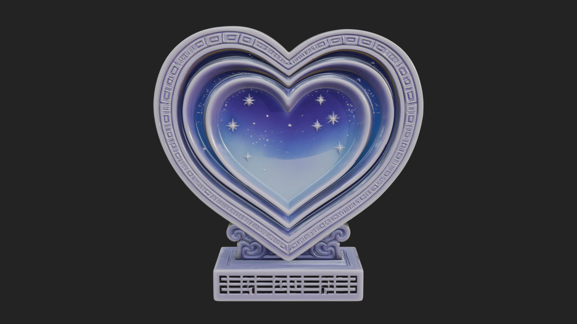 Ornate Framed Heart Plaque Design 79 3D Print Model 3D Model