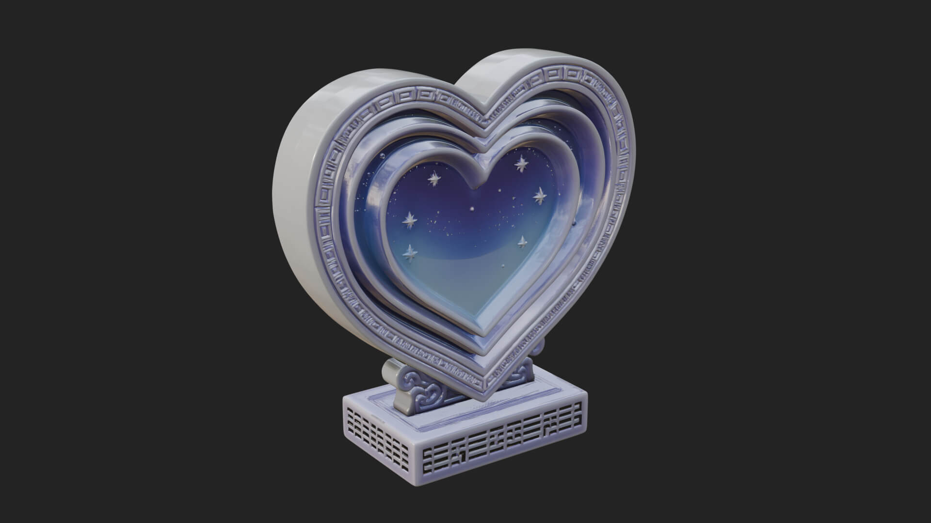 Ornate Framed Heart Plaque Design 79 3D Print Model 3D Model