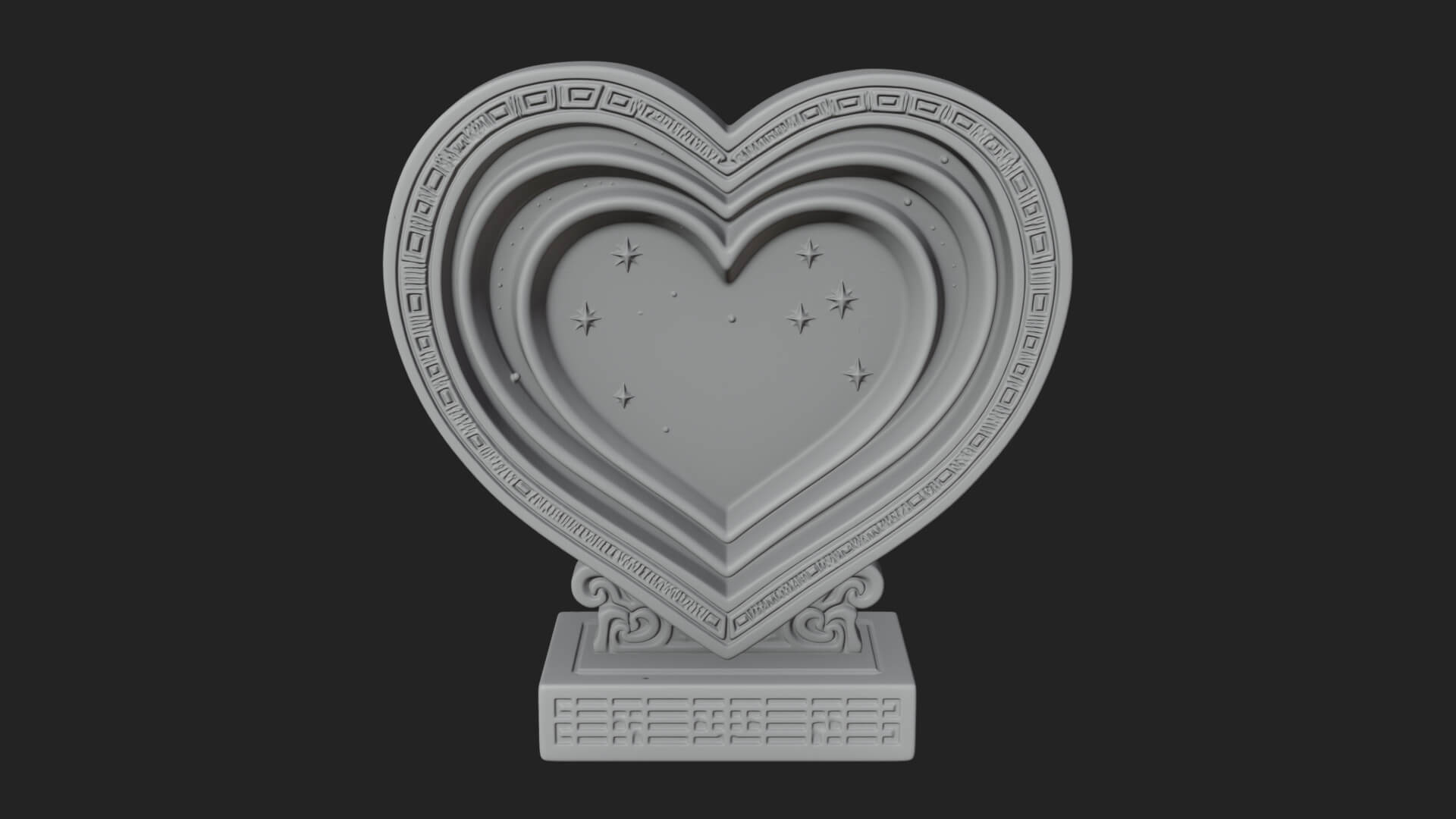Ornate Framed Heart Plaque Design 79 3D Print Model 3D Model