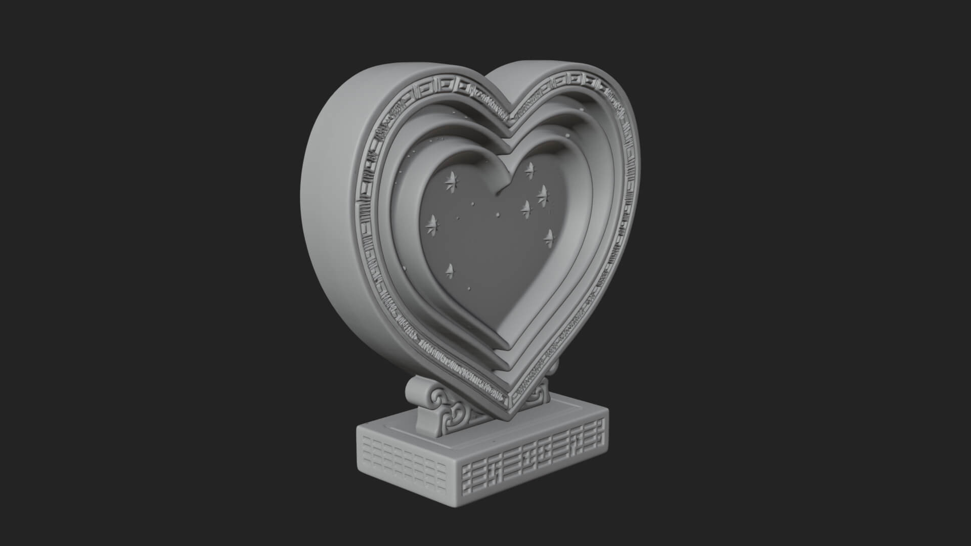Ornate Framed Heart Plaque Design 79 3D Print Model 3D Model