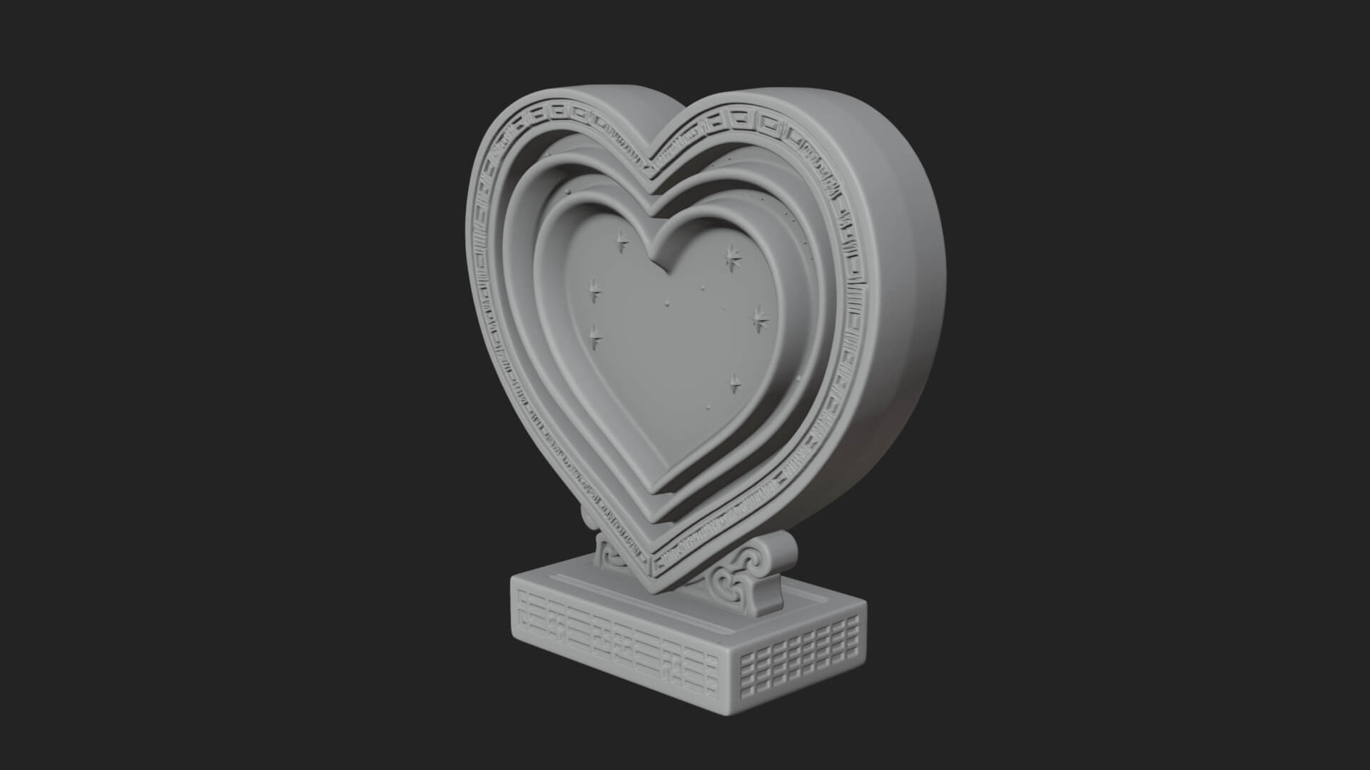 Ornate Framed Heart Plaque Design 79 3D Print Model 3D Model