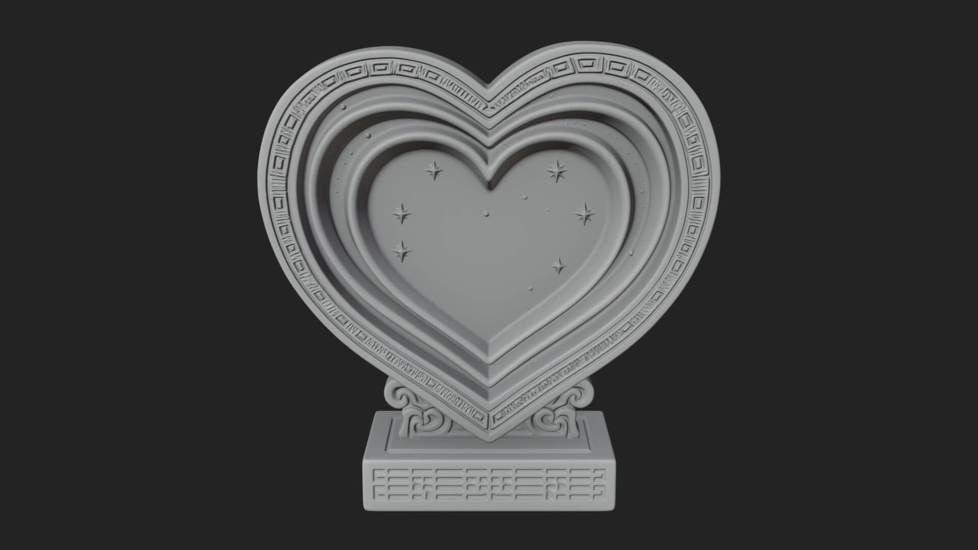 Ornate Framed Heart Plaque Design 79 3D Print Model 3D Model