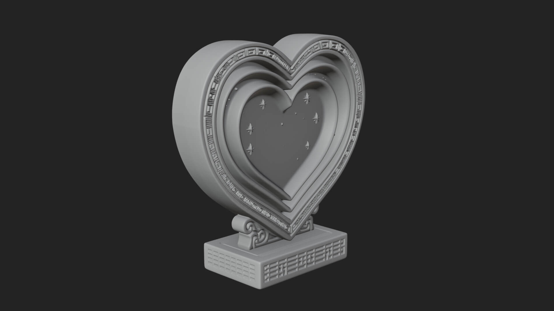 Ornate Framed Heart Plaque Design 79 3D Print Model 3D Model