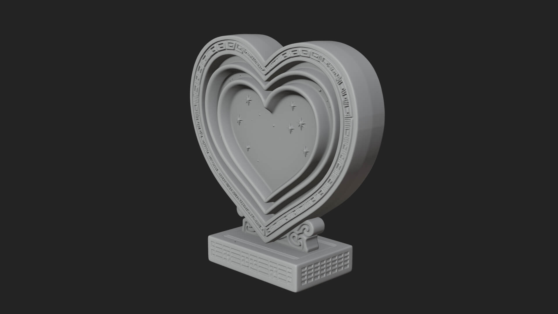 Ornate Framed Heart Plaque Design 79 3D Print Model 3D Model