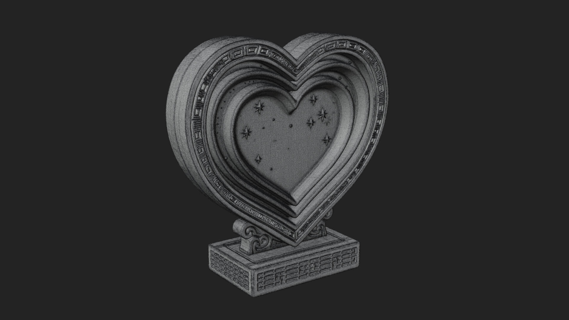 Ornate Framed Heart Plaque Design 79 3D Print Model 3D Model