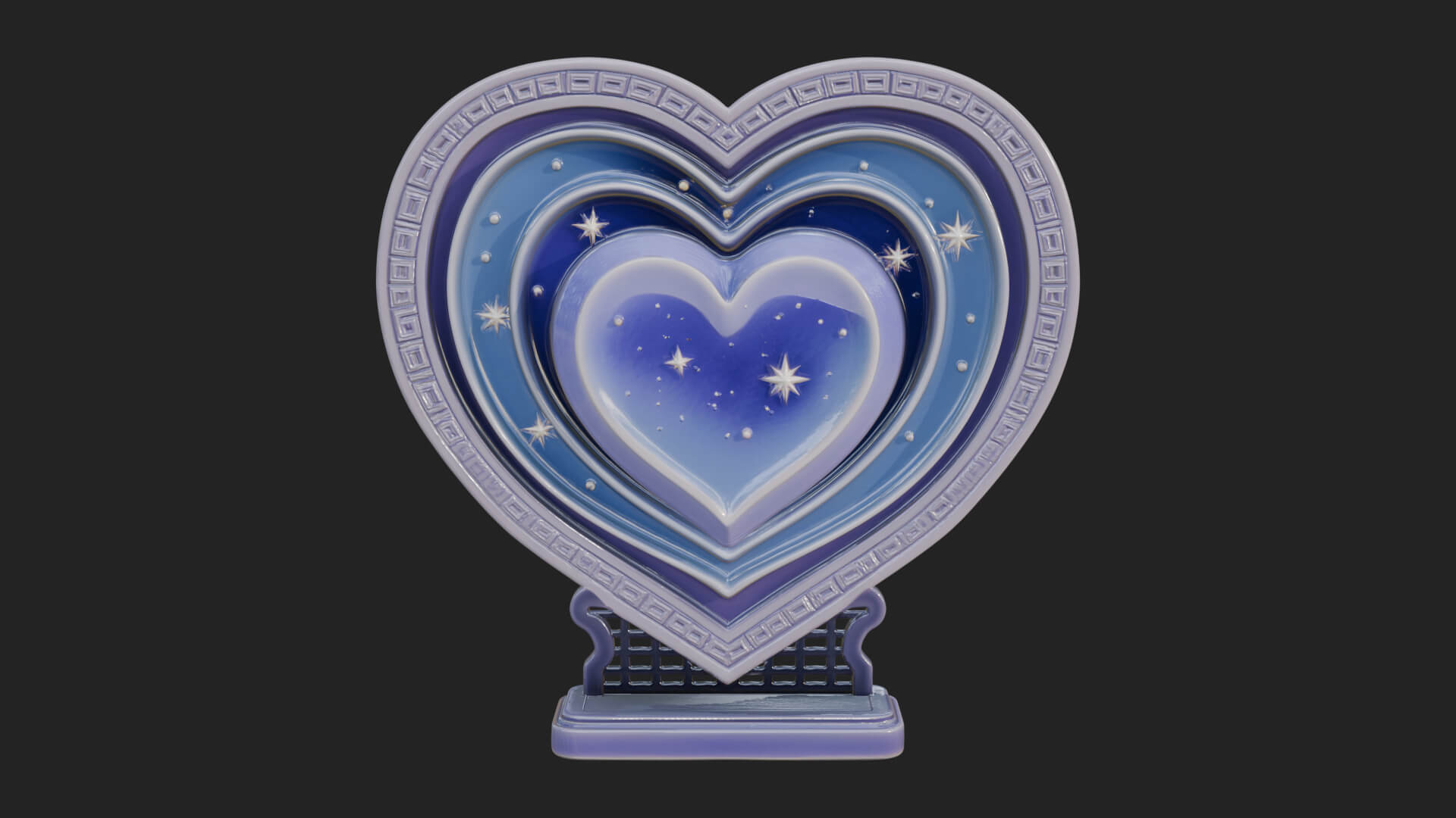 Ornate Framed Heart Plaque Design 80 3D Print Model 3D Model