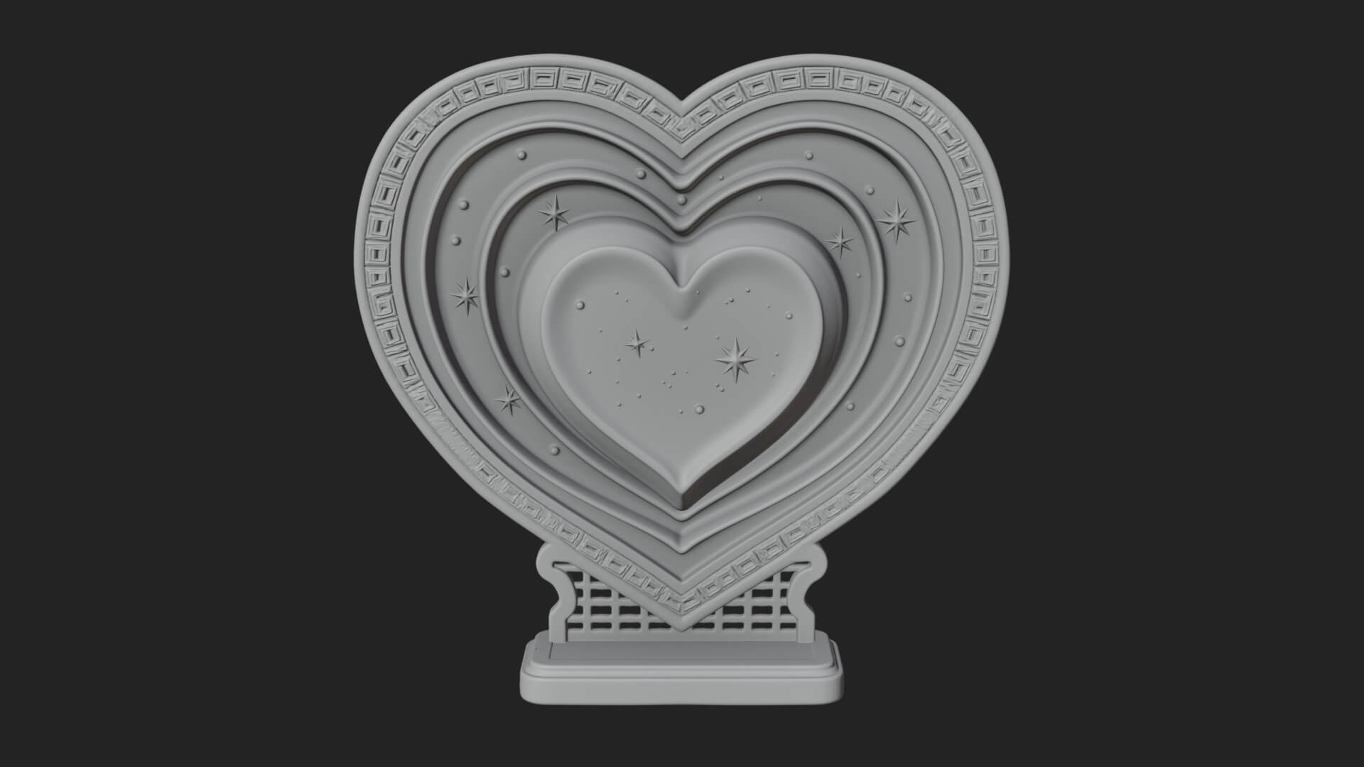 Ornate Framed Heart Plaque Design 80 3D Print Model 3D Model