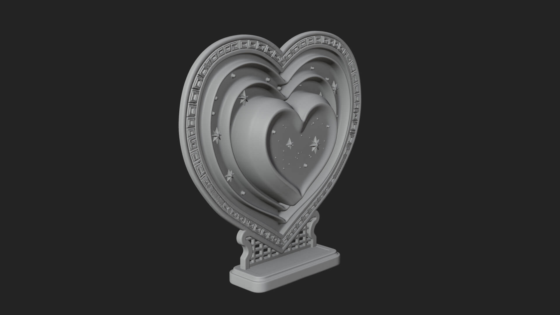 Ornate Framed Heart Plaque Design 80 3D Print Model 3D Model