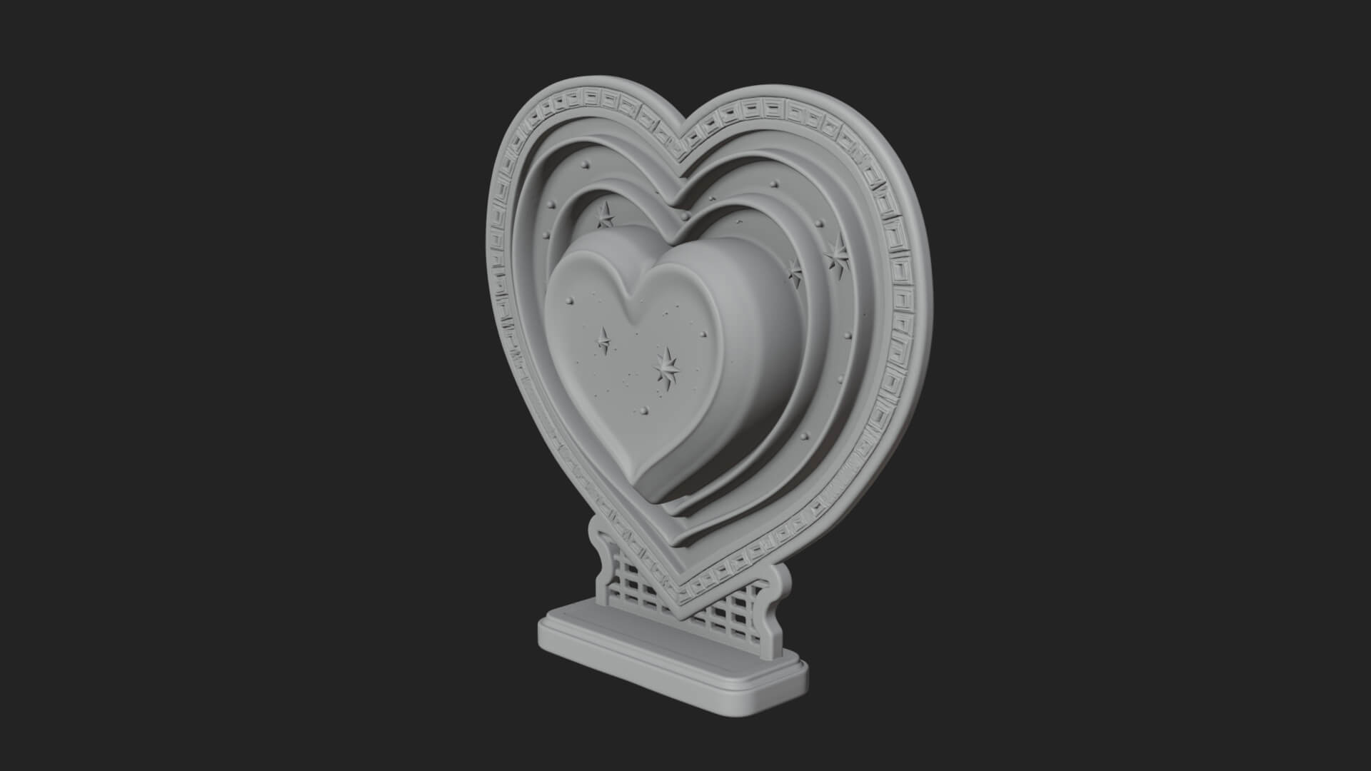 Ornate Framed Heart Plaque Design 80 3D Print Model 3D Model