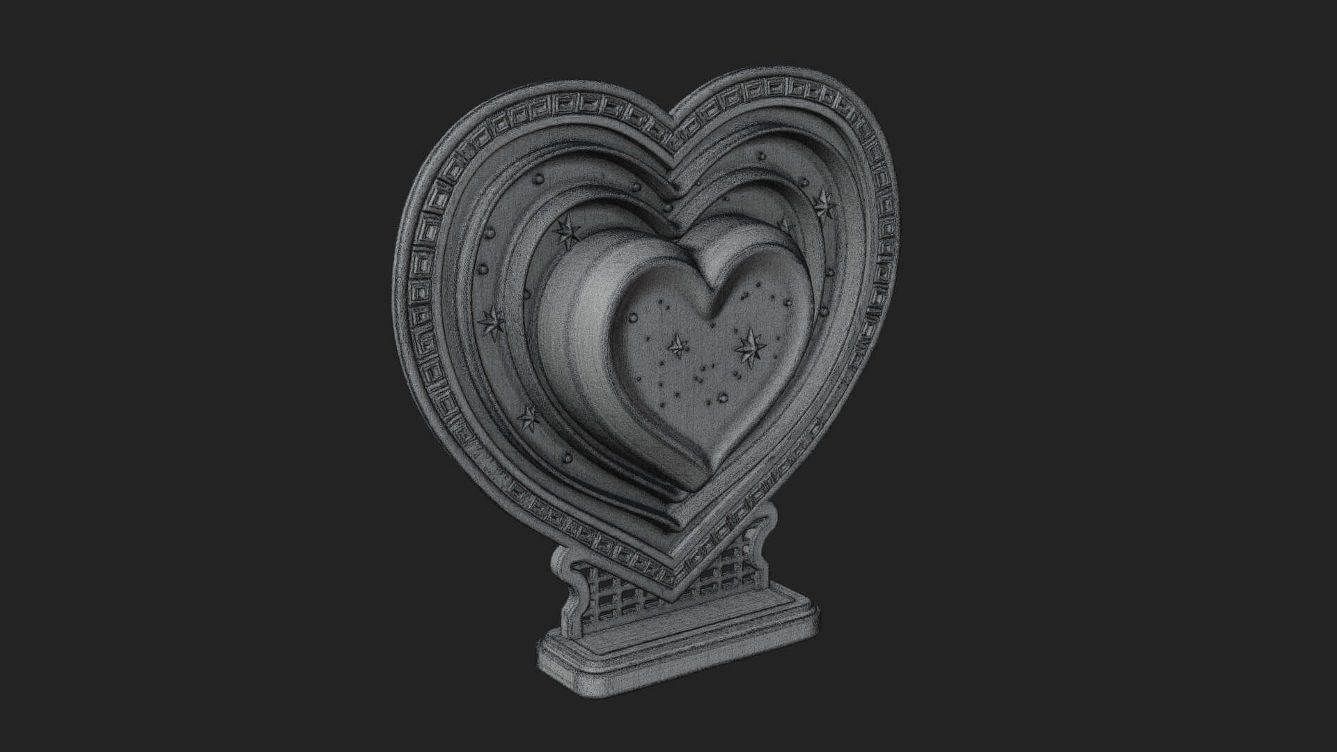 Ornate Framed Heart Plaque Design 80 3D Print Model 3D Model