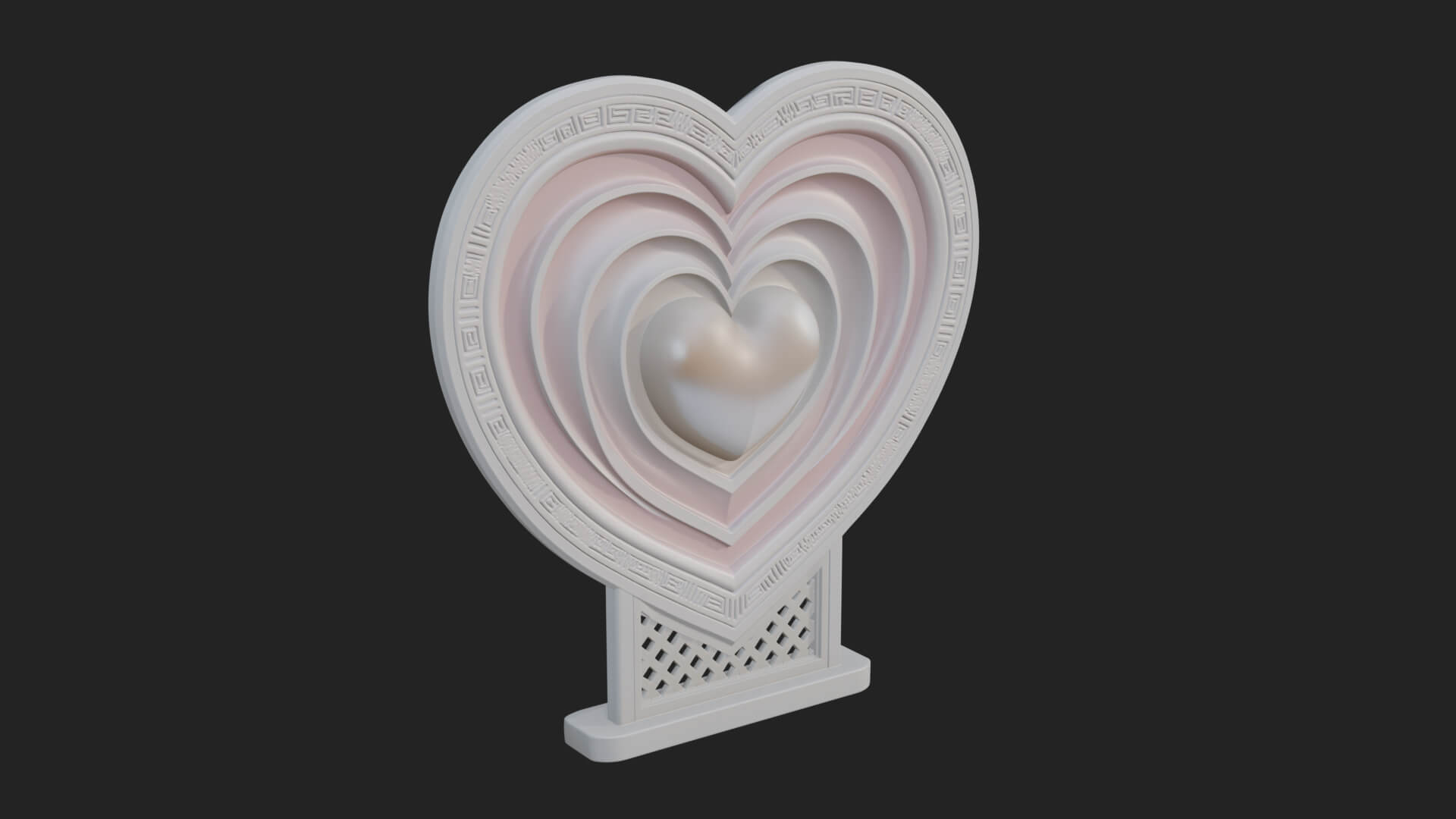 Ornate Framed Heart Plaque Design 81 3D Print Model 3D Model