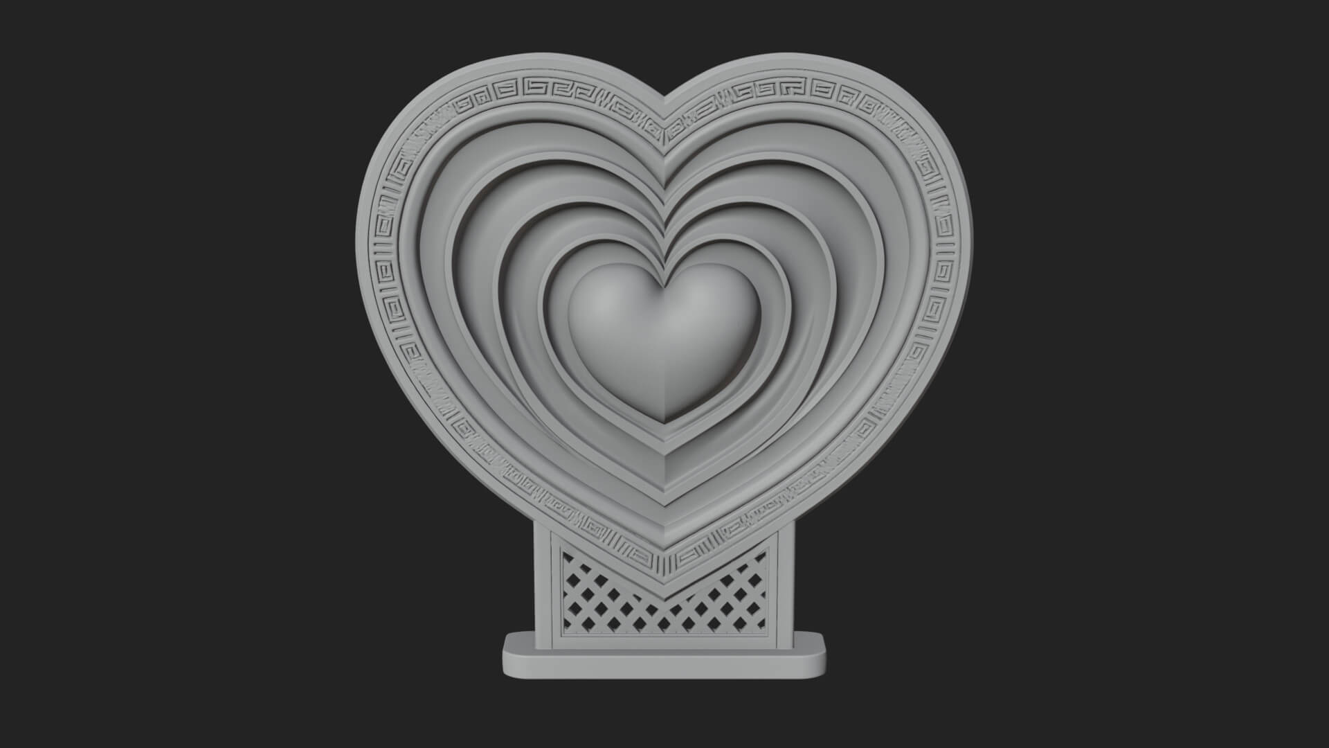 Ornate Framed Heart Plaque Design 81 3D Print Model 3D Model