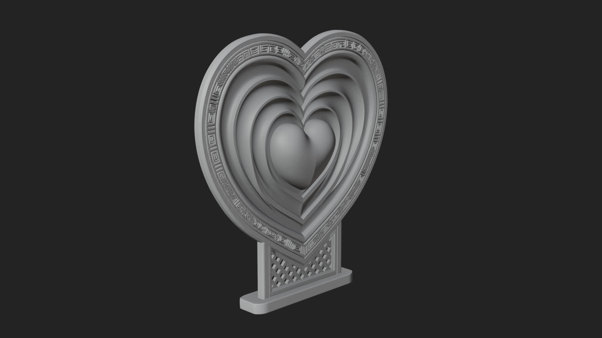 Ornate Framed Heart Plaque Design 81 3D Print Model 3D Model