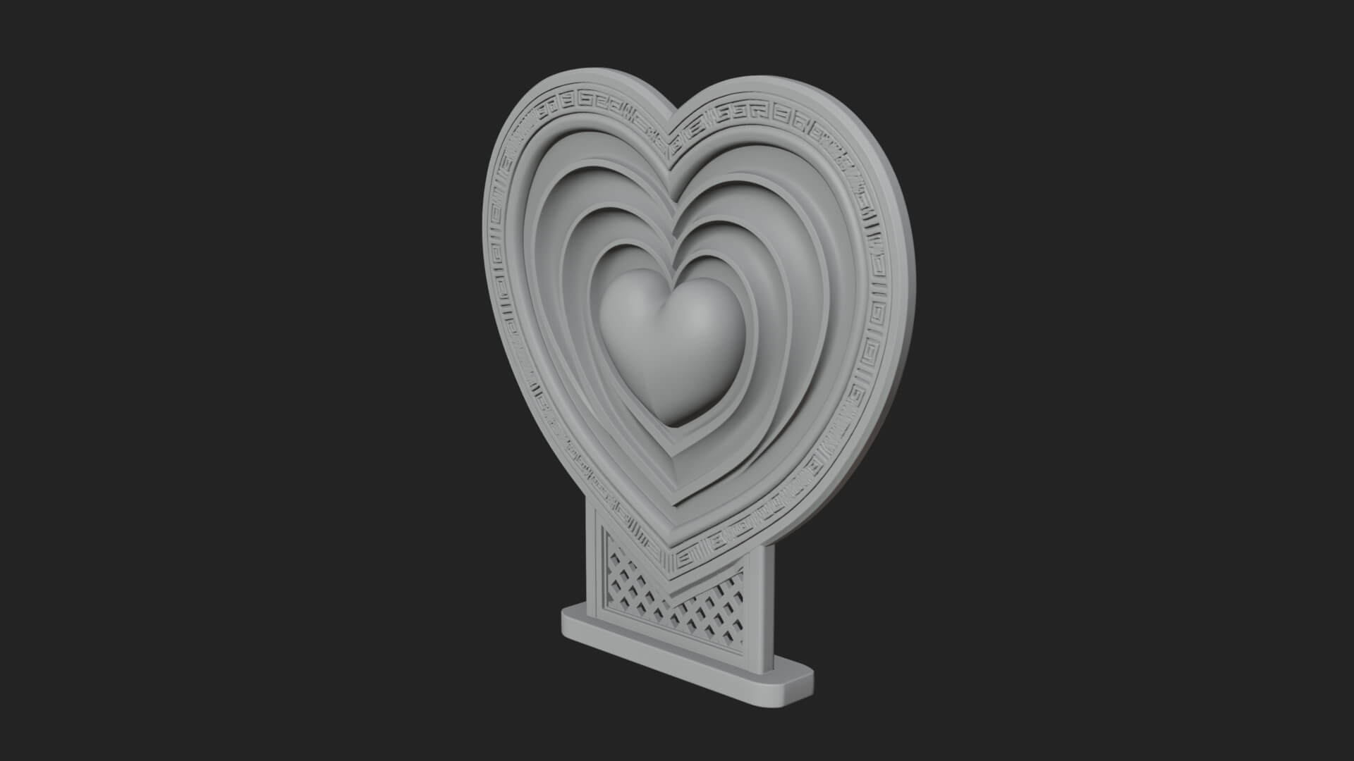 Ornate Framed Heart Plaque Design 81 3D Print Model 3D Model