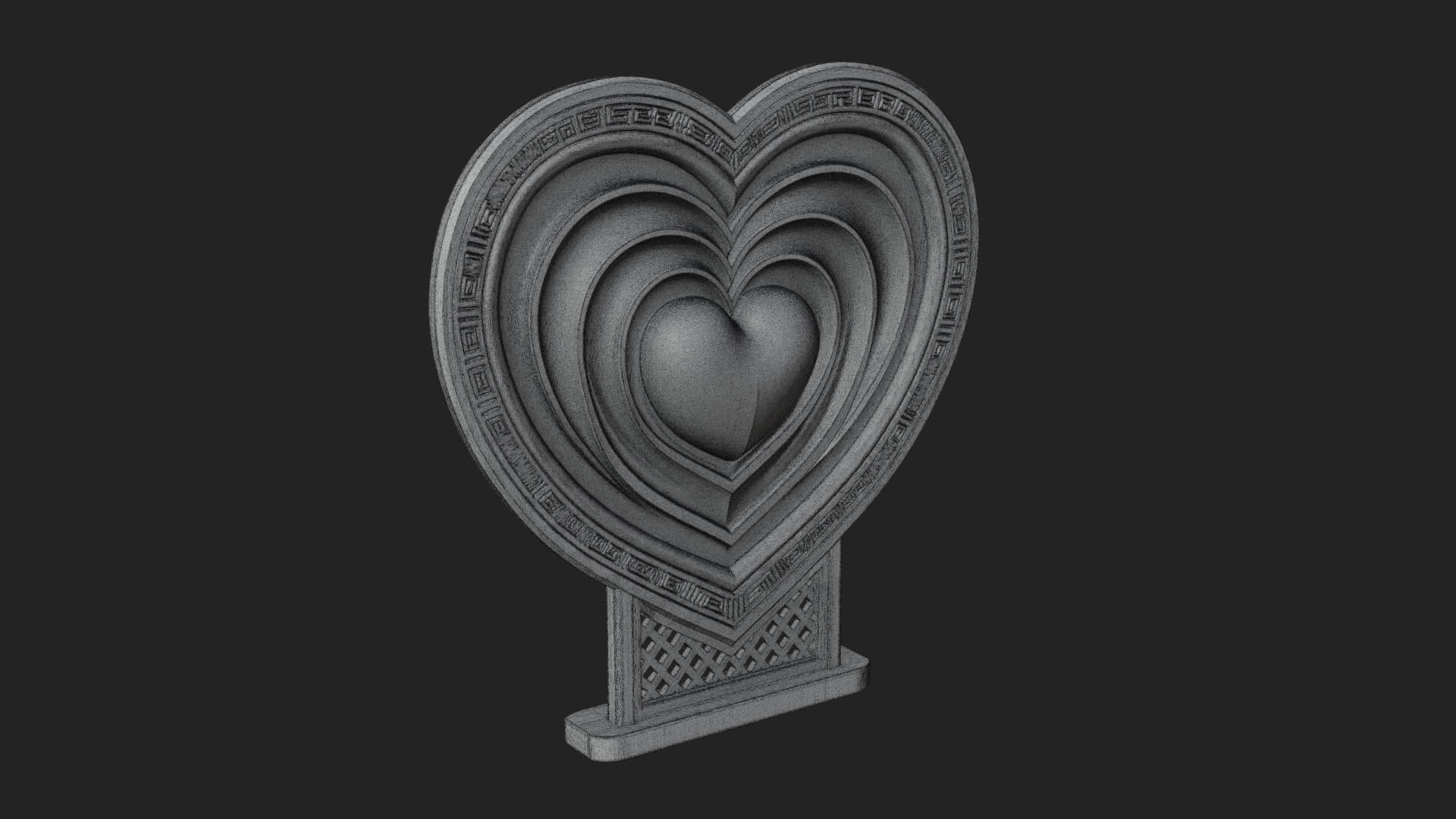 Ornate Framed Heart Plaque Design 81 3D Print Model 3D Model