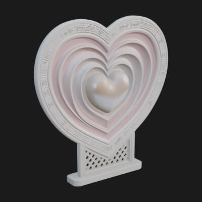 Ornate Framed Heart Plaque Design 81 3D Print Model